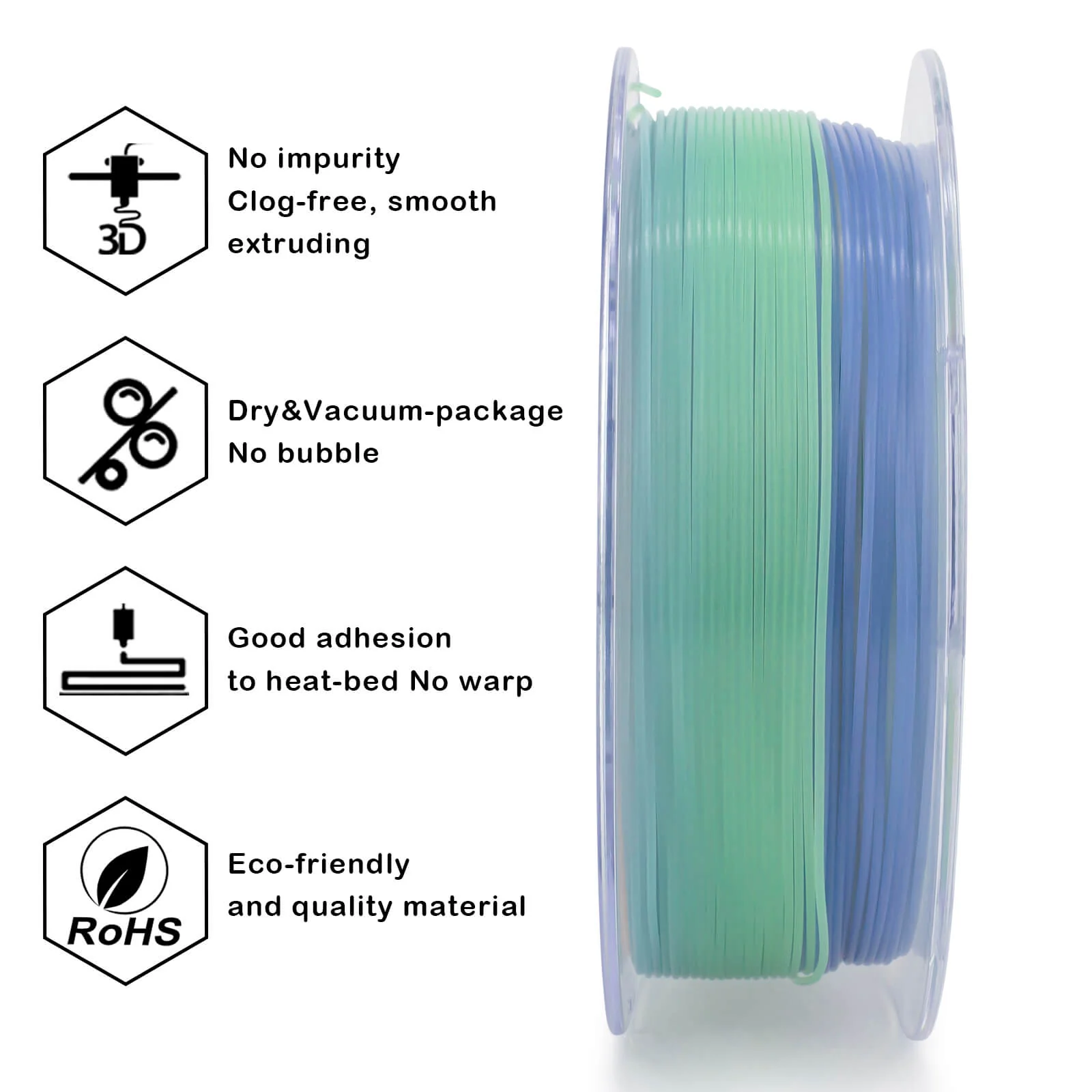 ZIRO Rainbow Glow in Dark PLA Filament 1.75mm, GID Rainbow - Image 12