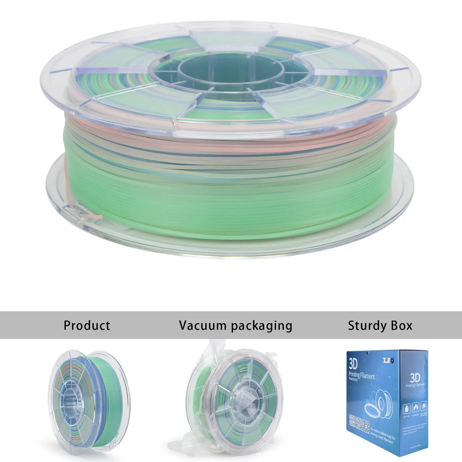 ZIRO Rainbow Glow in Dark PLA Filament 1.75mm, GID Rainbow - Image 13