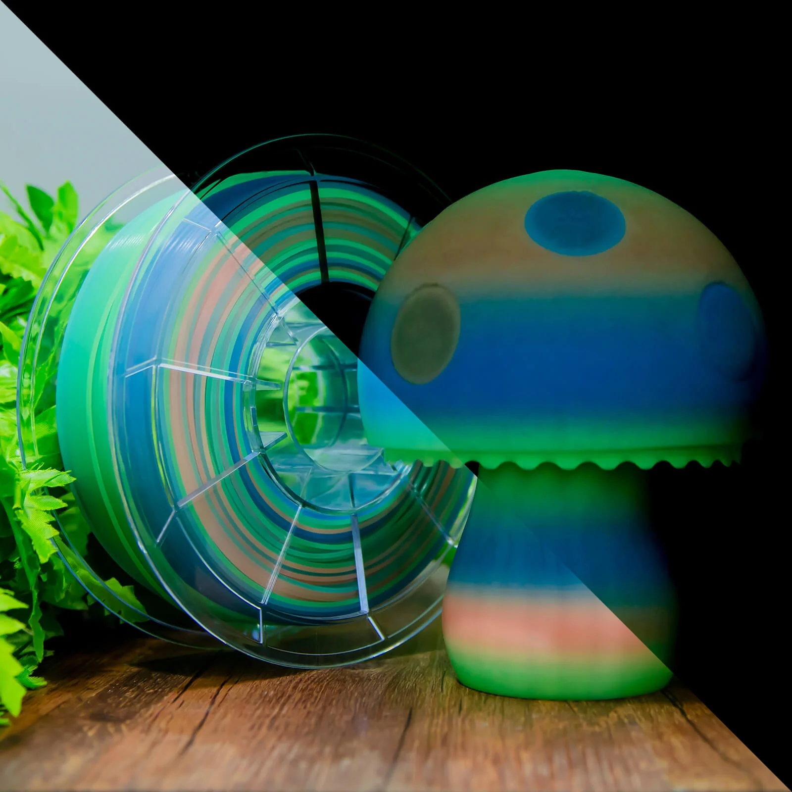 ZIRO Rainbow Glow in Dark PLA Filament 1.75mm, GID Rainbow - Image 4