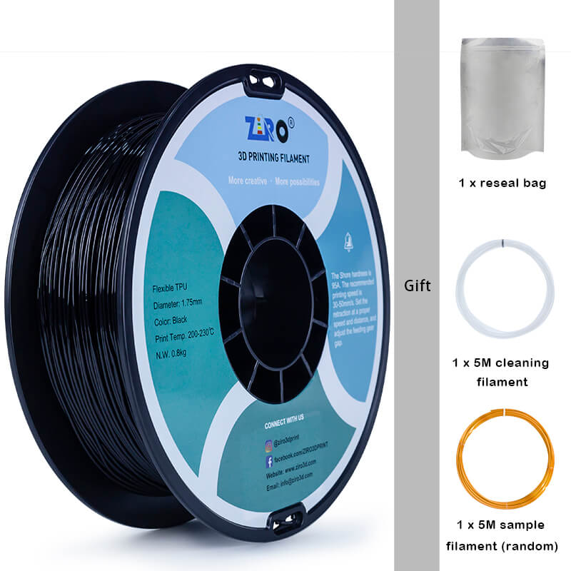 ZIRO Shore 95A Hardness TPU Filament 1.75mm, Black - Image 6