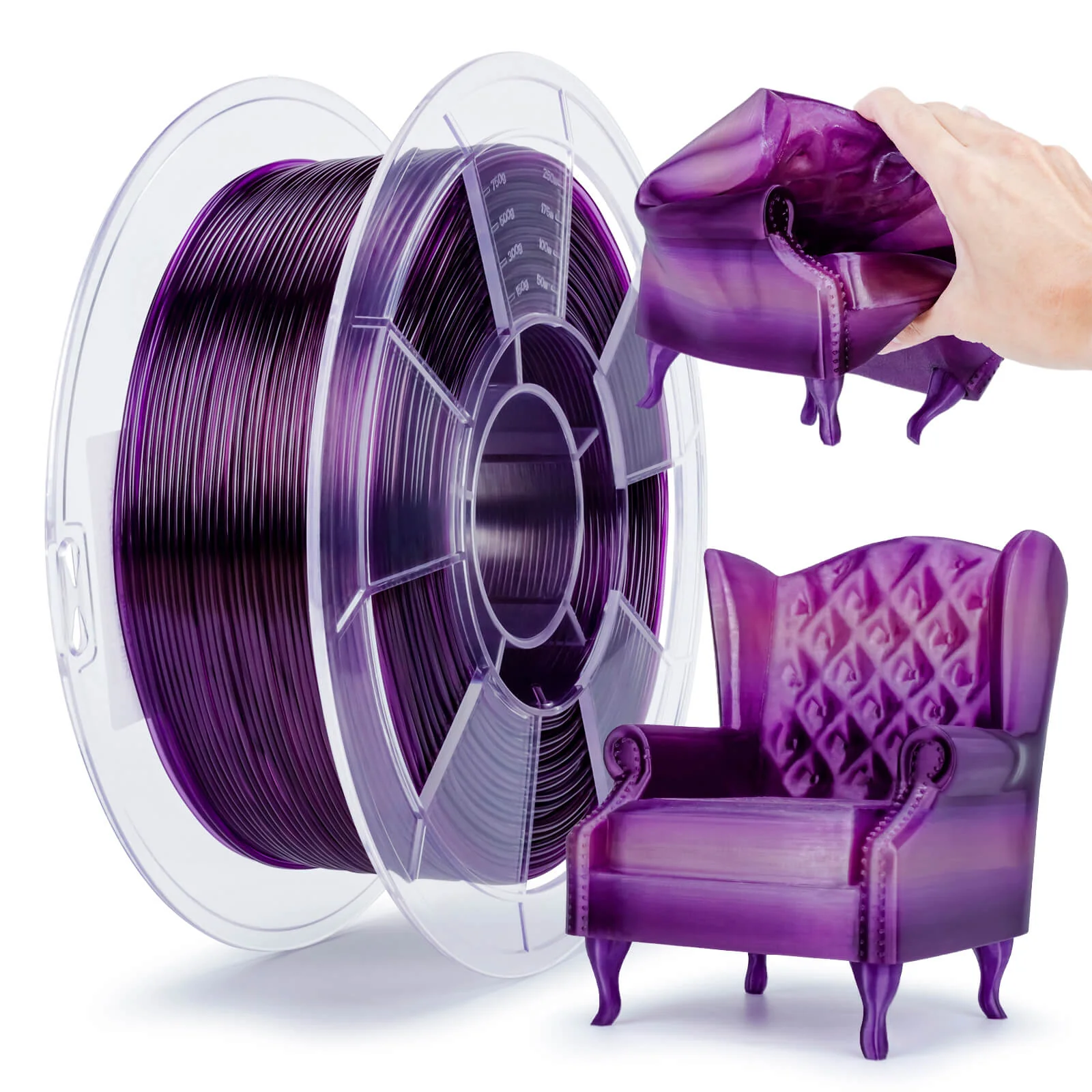 ZIRO Shore 95A Hardness TPU Filament 1.75mm, Flex Amethyst - Image 8