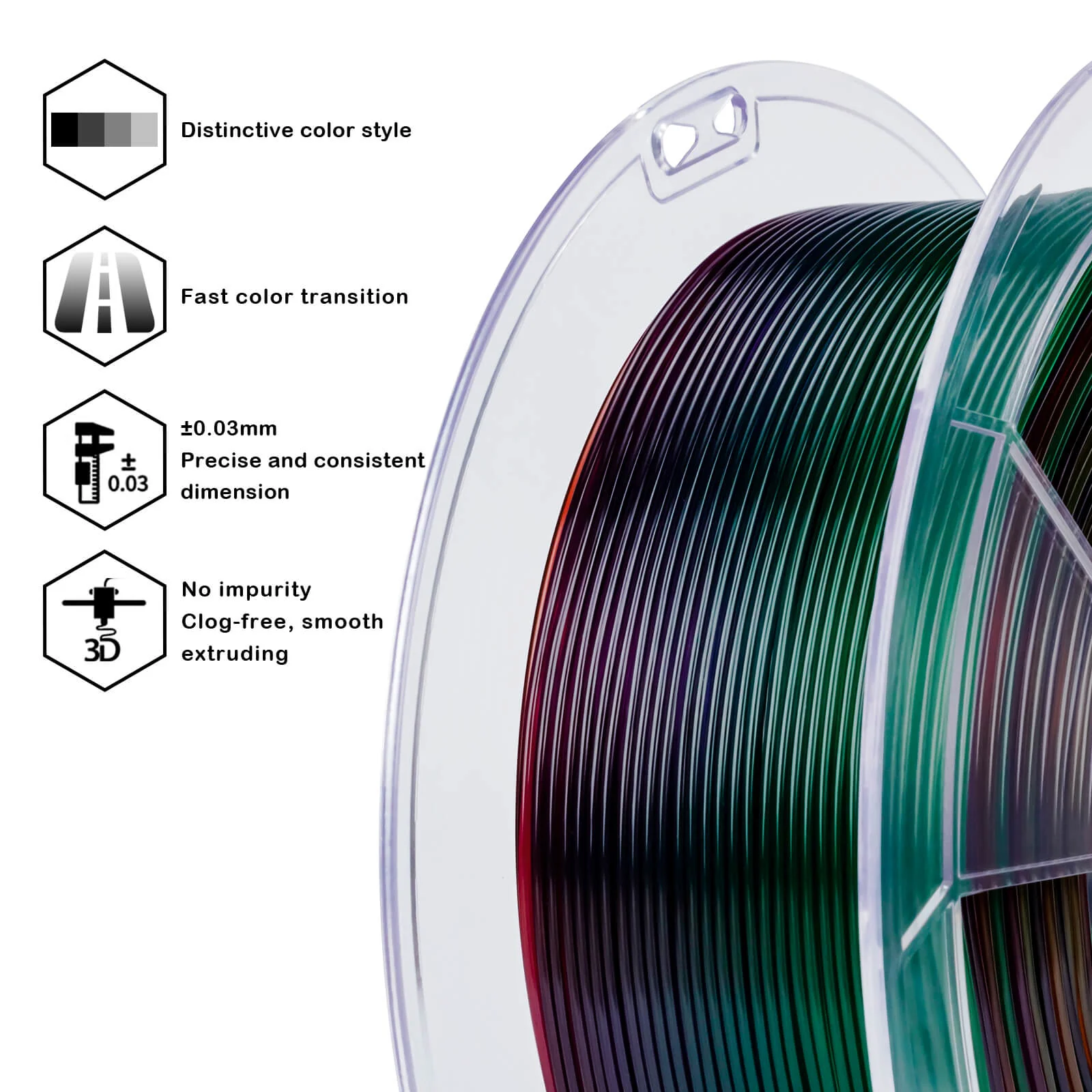 ZIRO Shore 95A Hardness TPU Filament 1.75mm, Flex Rainbow - Image 5