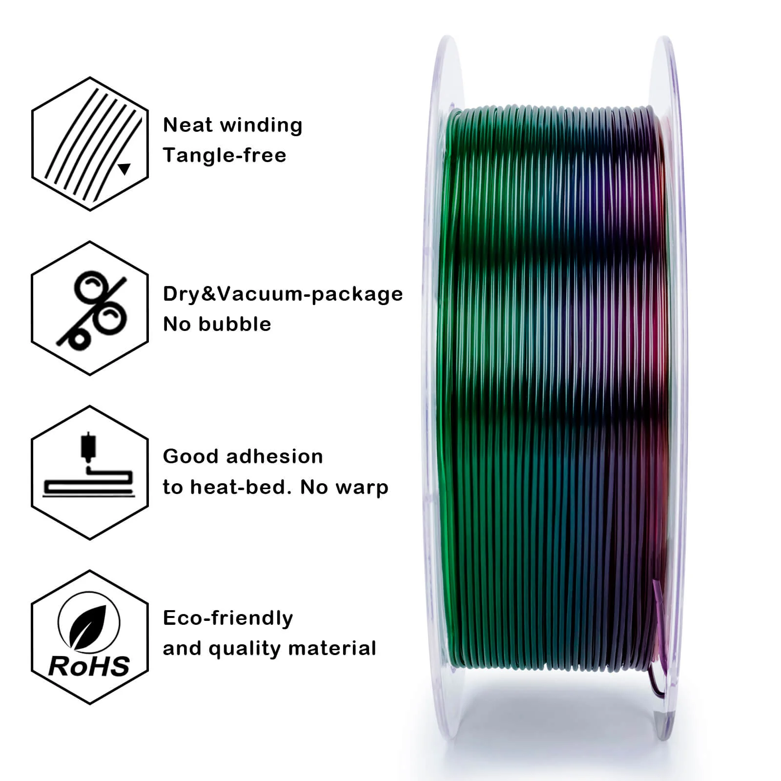 ZIRO Shore 95A Hardness TPU Filament 1.75mm, Flex Rainbow - Image 6
