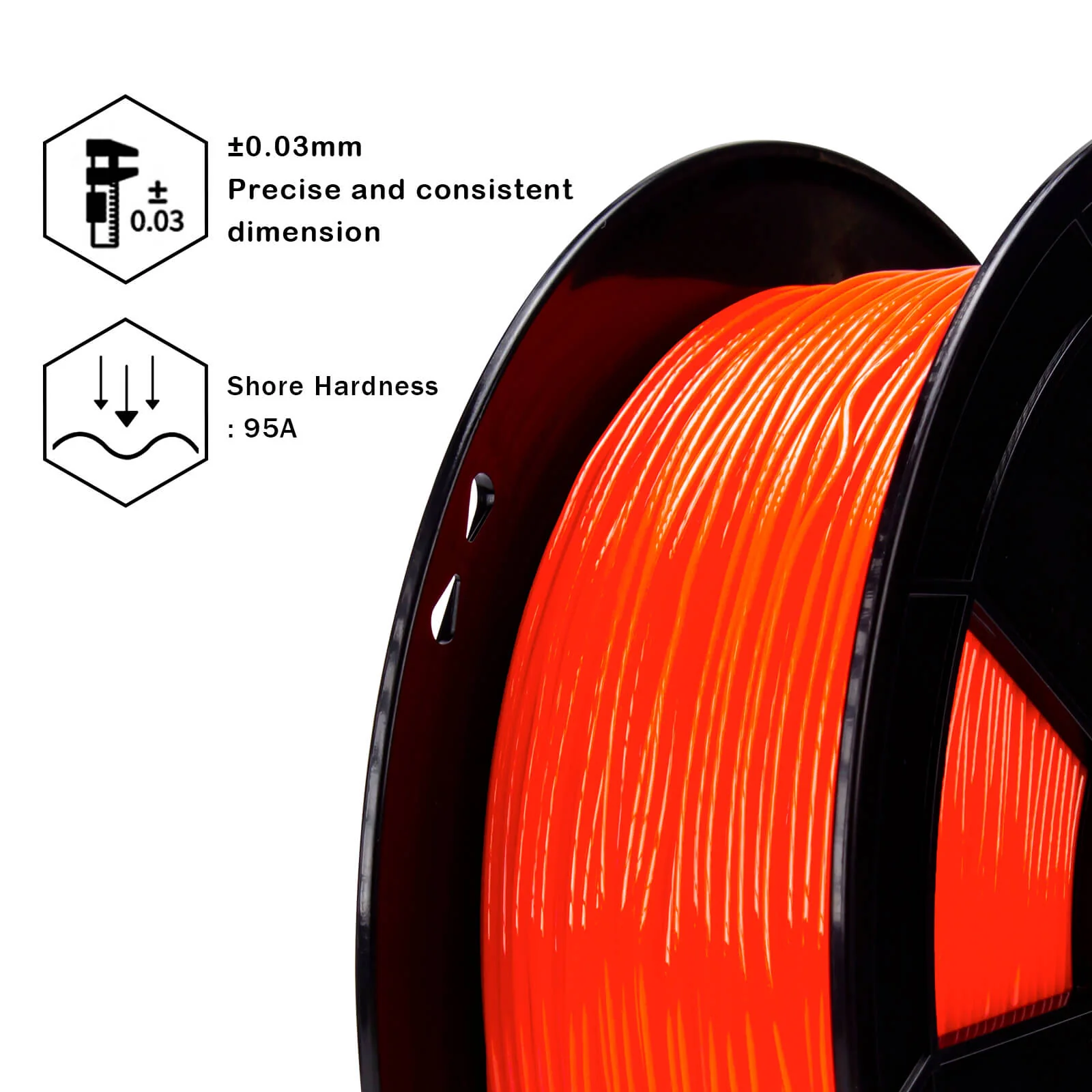 ZIRO Shore 95A Hardness TPU Filament 1.75mm, Orange - Image 4