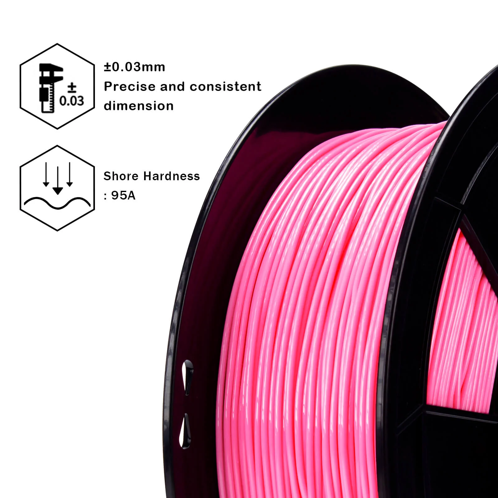 ZIRO Shore 95A Hardness TPU Filament 1.75mm, Pink - Image 7