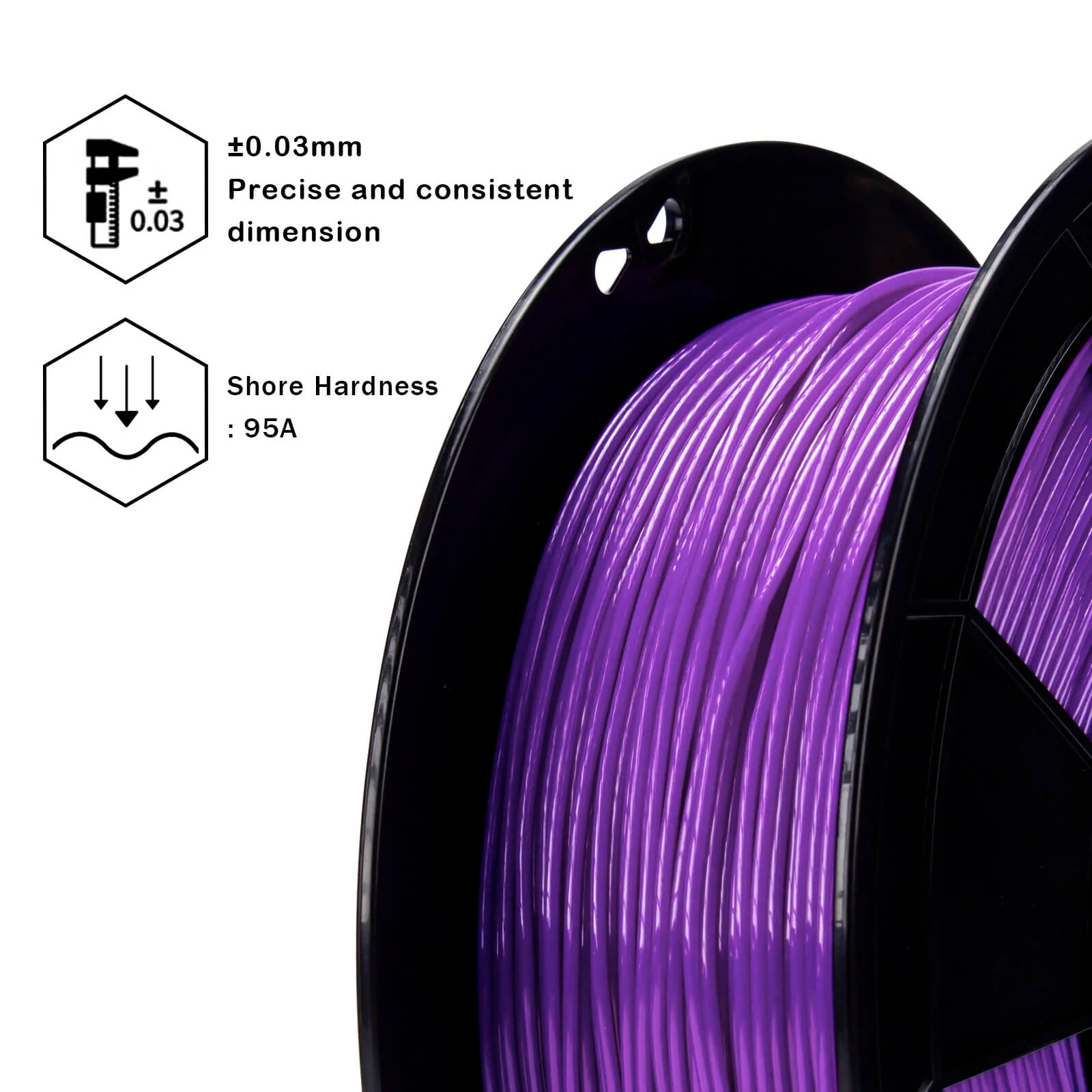 ZIRO Shore 95A Hardness TPU Filament 1.75mm, Purple - Image 4