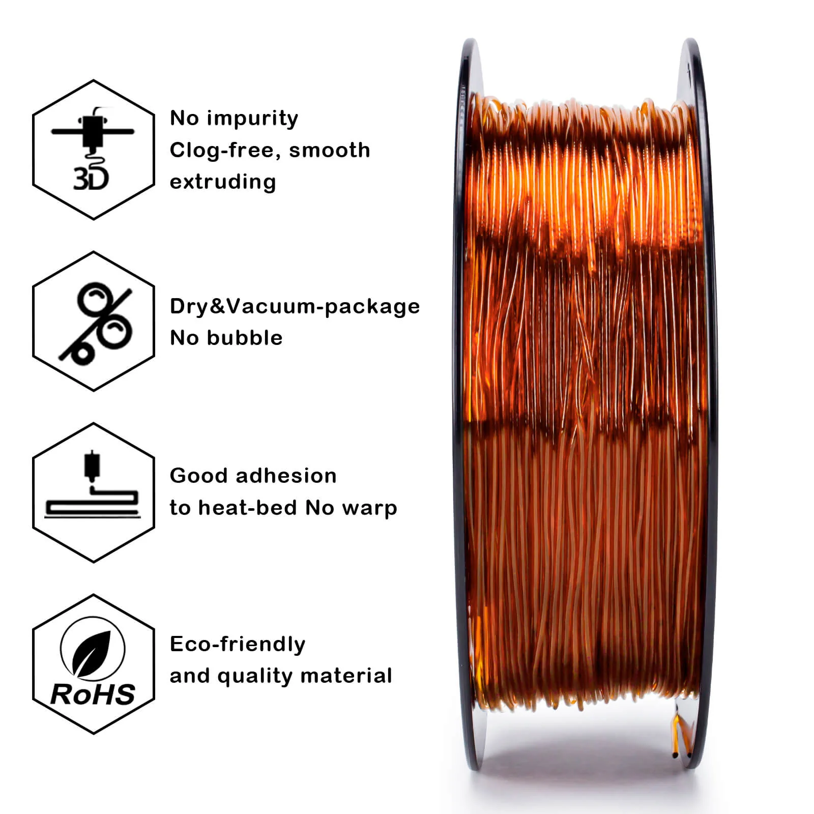 ZIRO Shore 95A Hardness TPU Filament 1.75mm, Translucent Caramel - Image 5