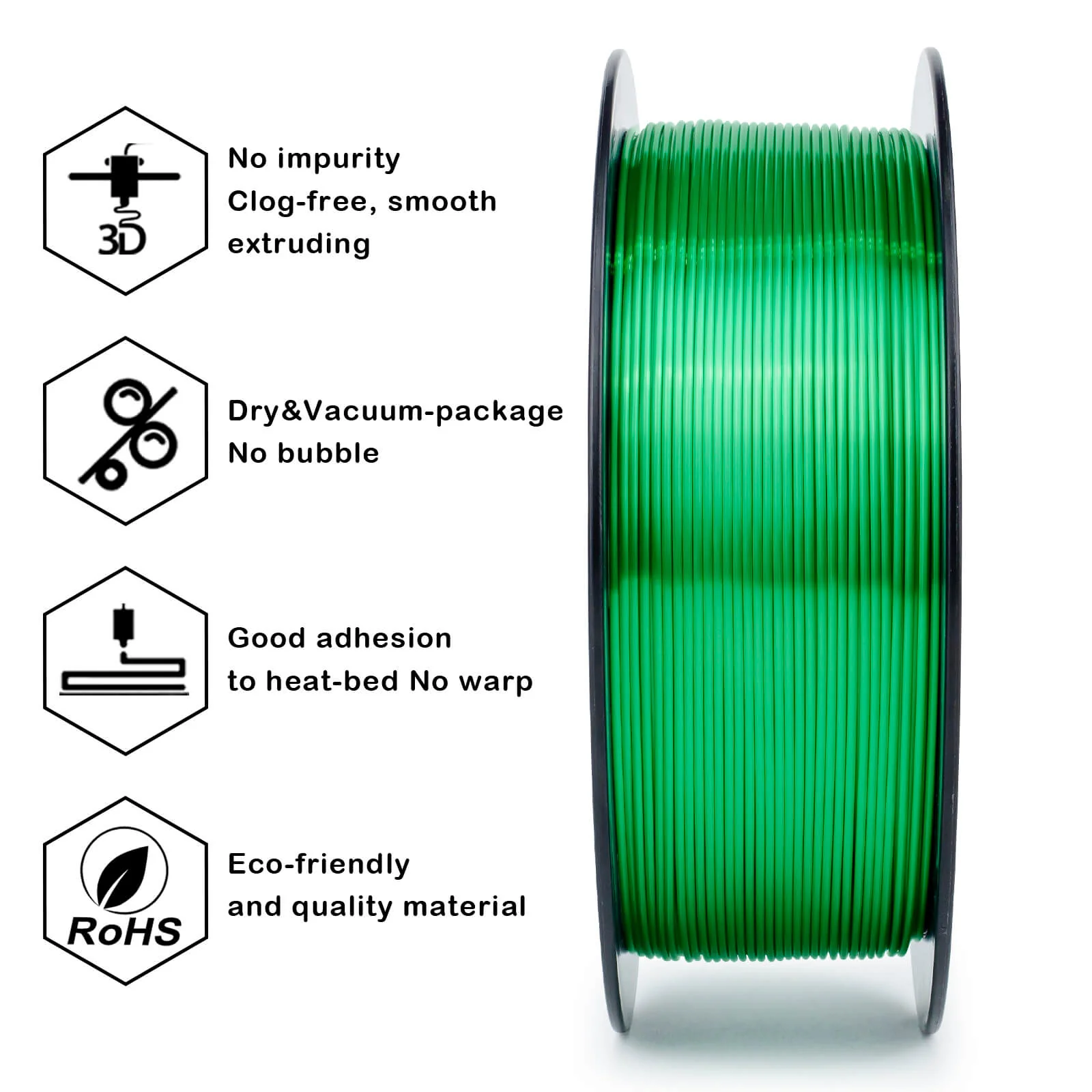 ZIRO Silk PLA Filament 1.75mm, Christmas Green - Image 10