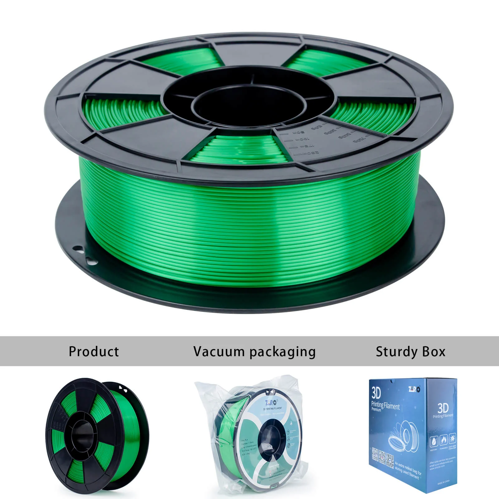 ZIRO Silk PLA Filament 1.75mm, Christmas Green - Image 12