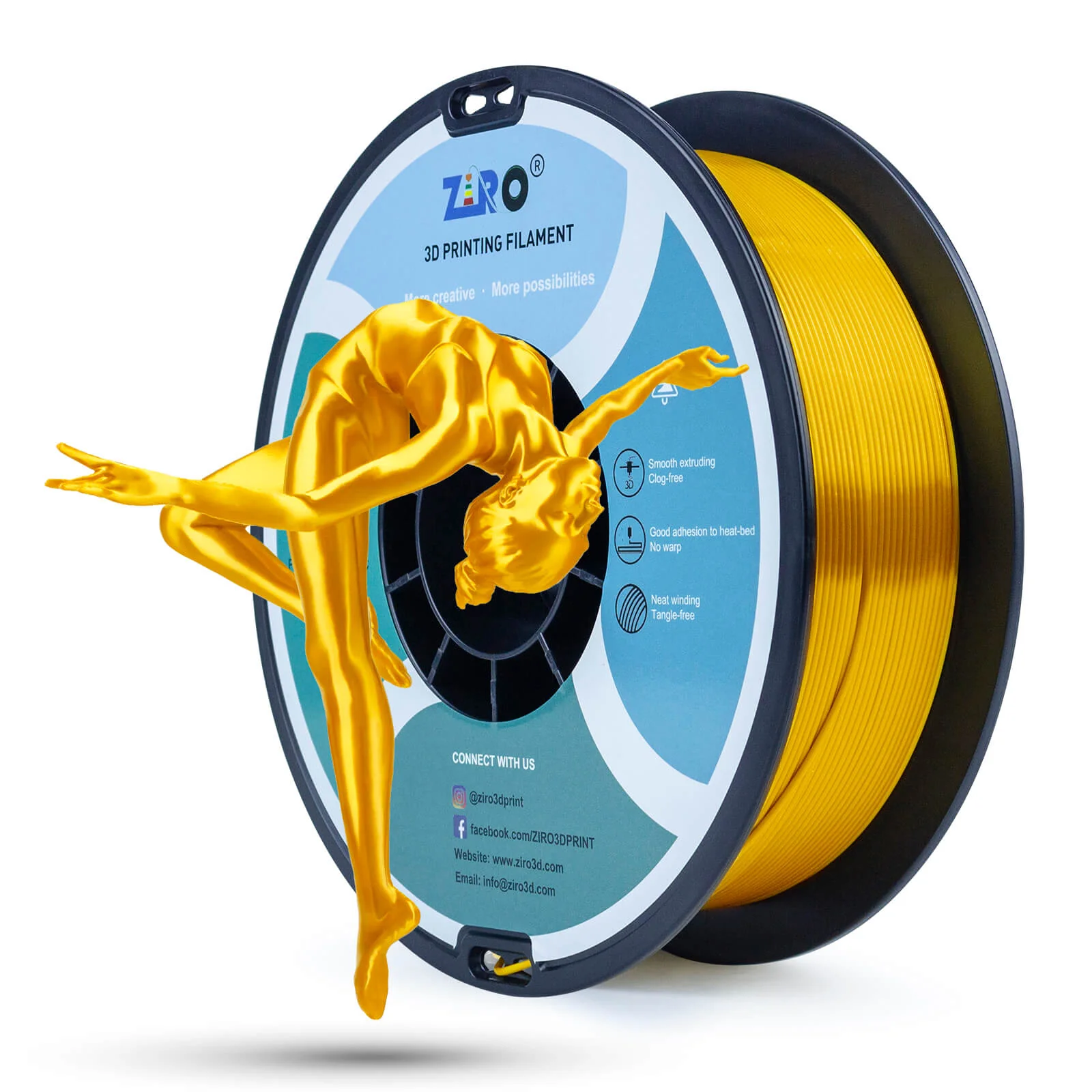 ZIRO Silk PLA Filament 1.75mm, Gold - Image 3