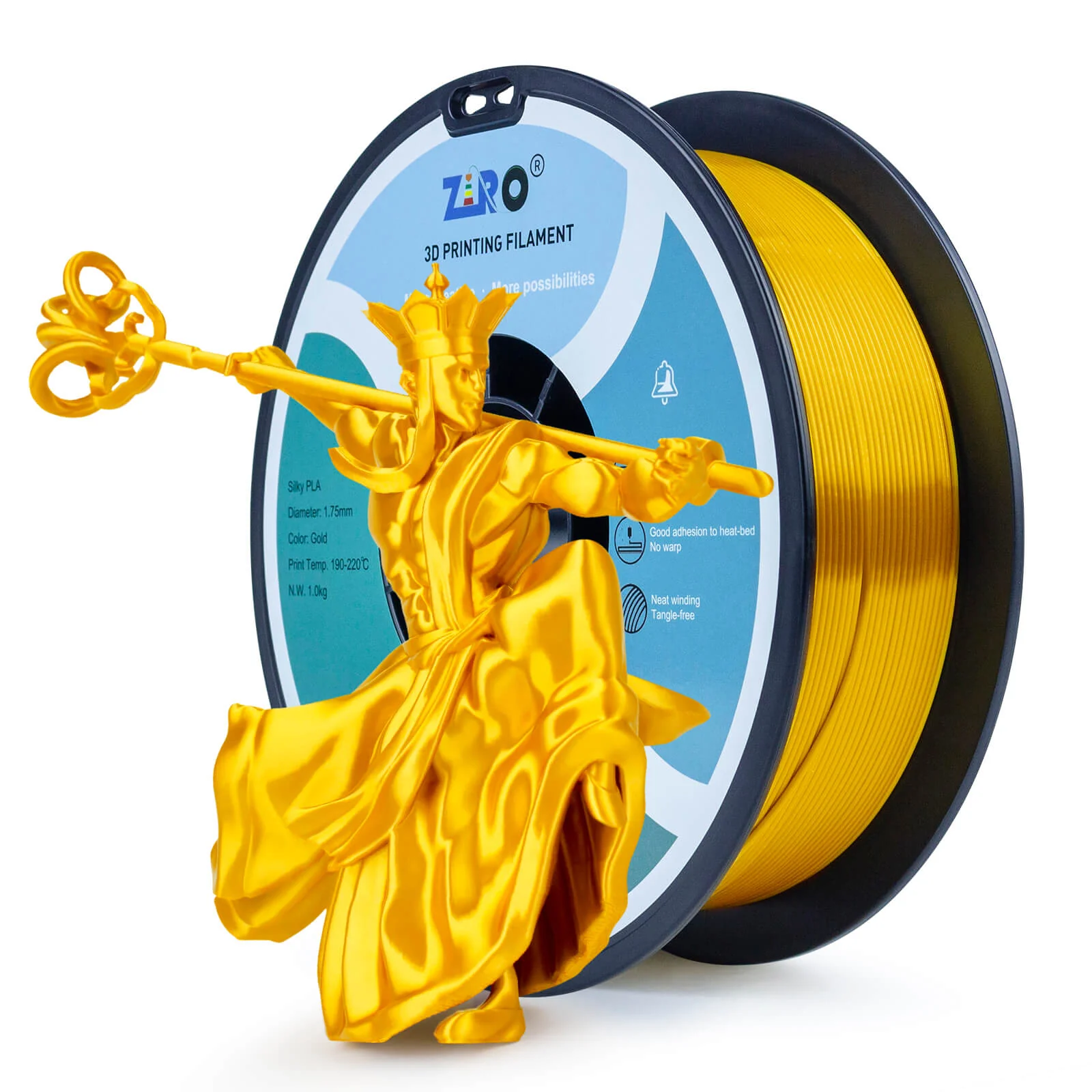 ZIRO Silk PLA Filament 1.75mm, Gold - Image 4