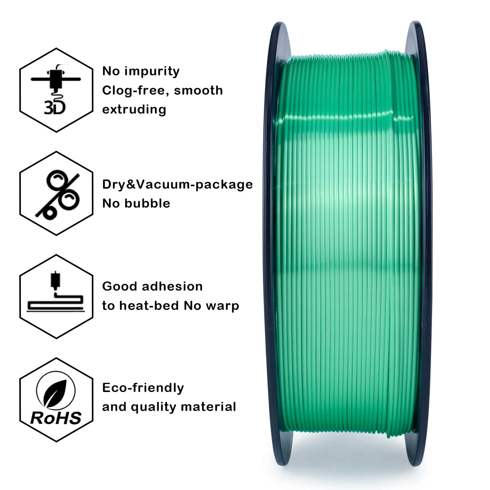 ZIRO Silk PLA Filament 1.75mm, Green - Image 5