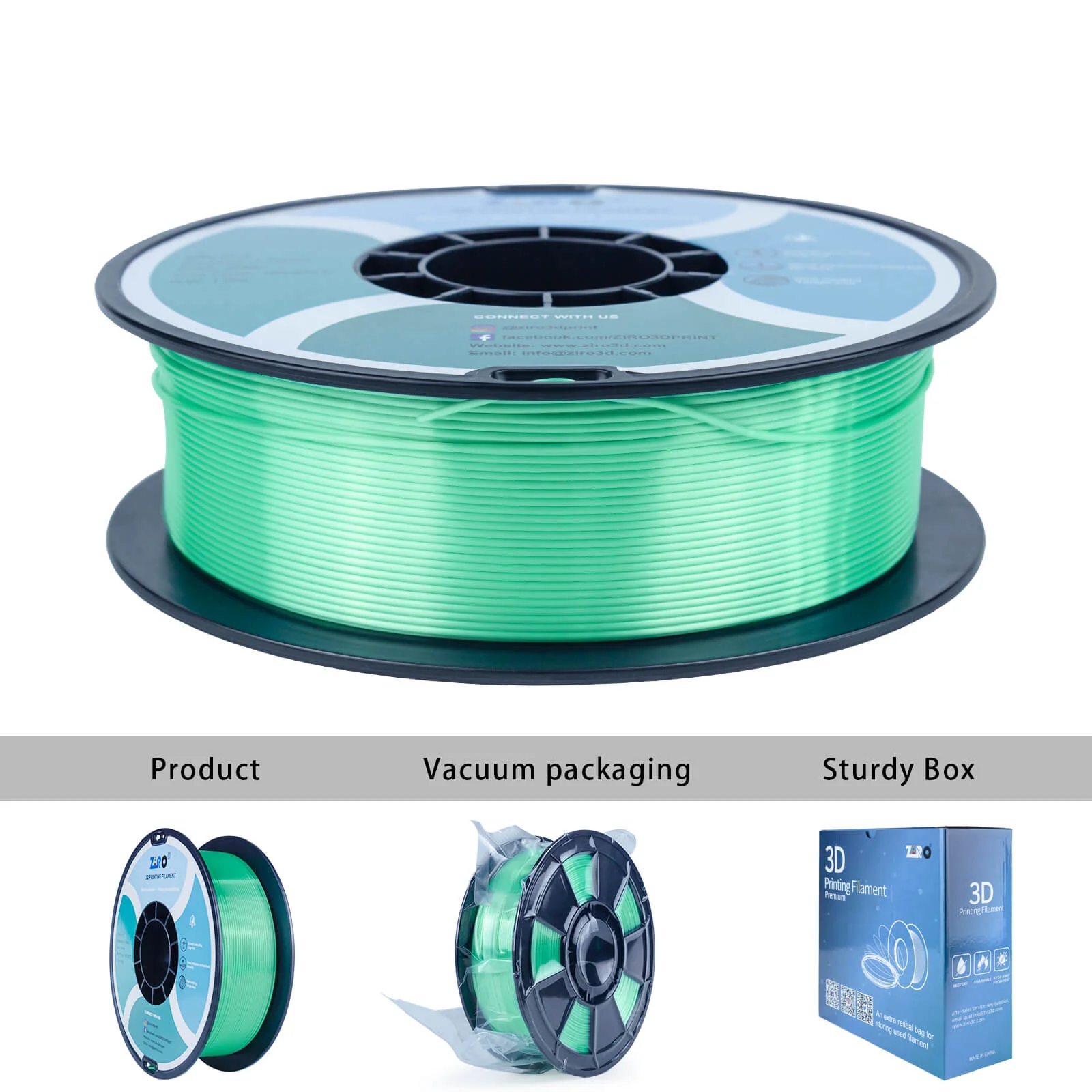 ZIRO Silk PLA Filament 1.75mm, Green - Image 7