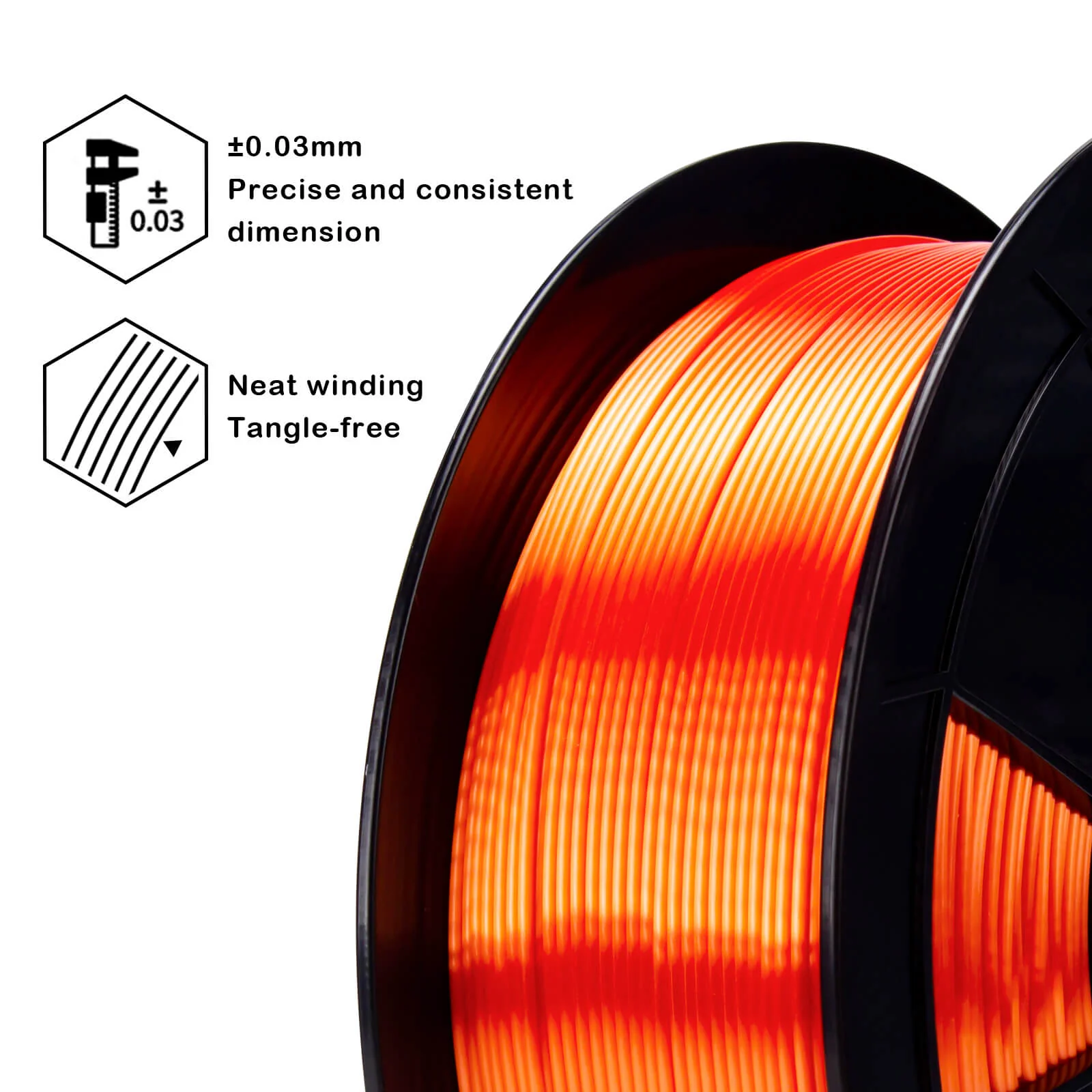 ZIRO Silk PLA Filament 1.75mm, Orange - Image 7