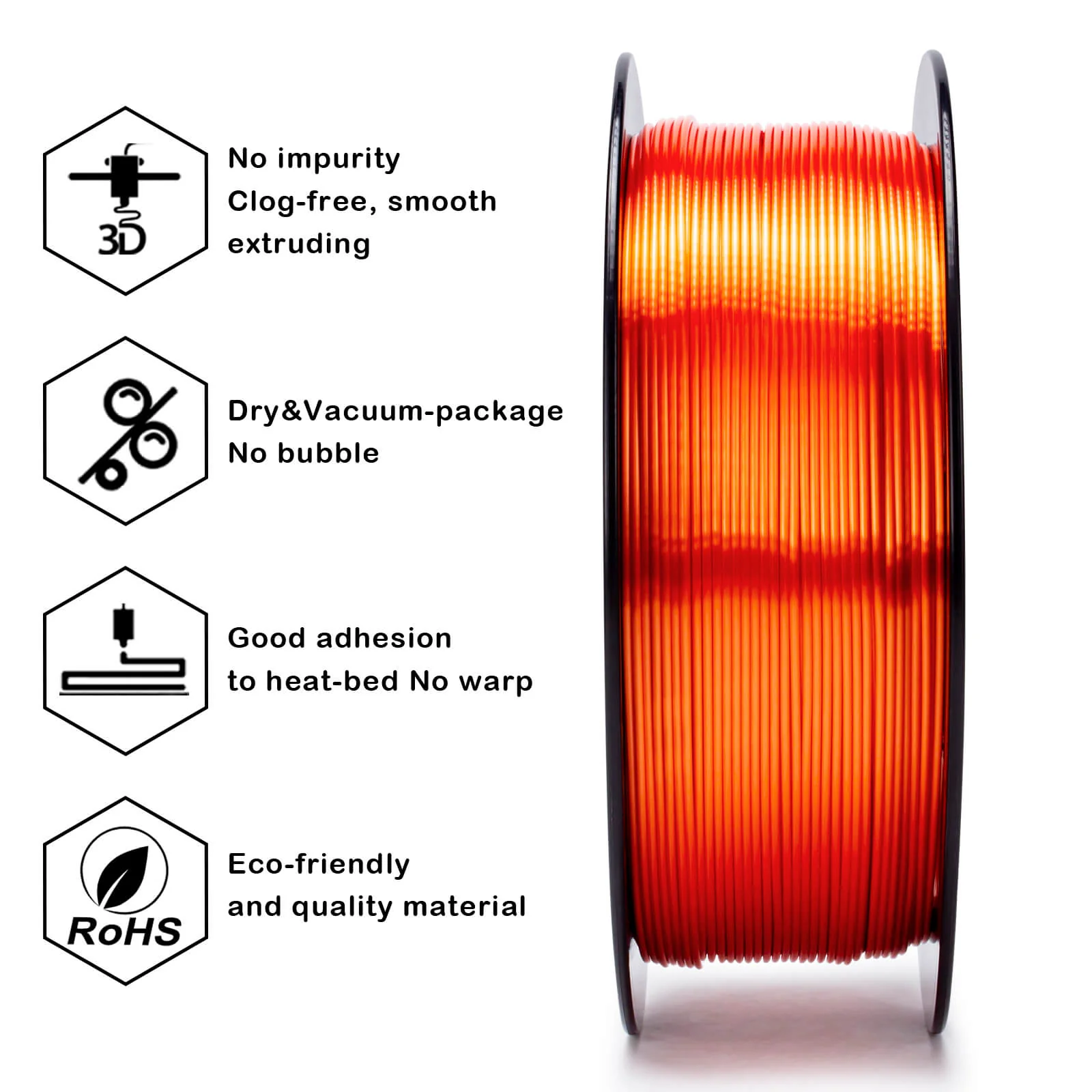 ZIRO Silk PLA Filament 1.75mm, Orange - Image 8