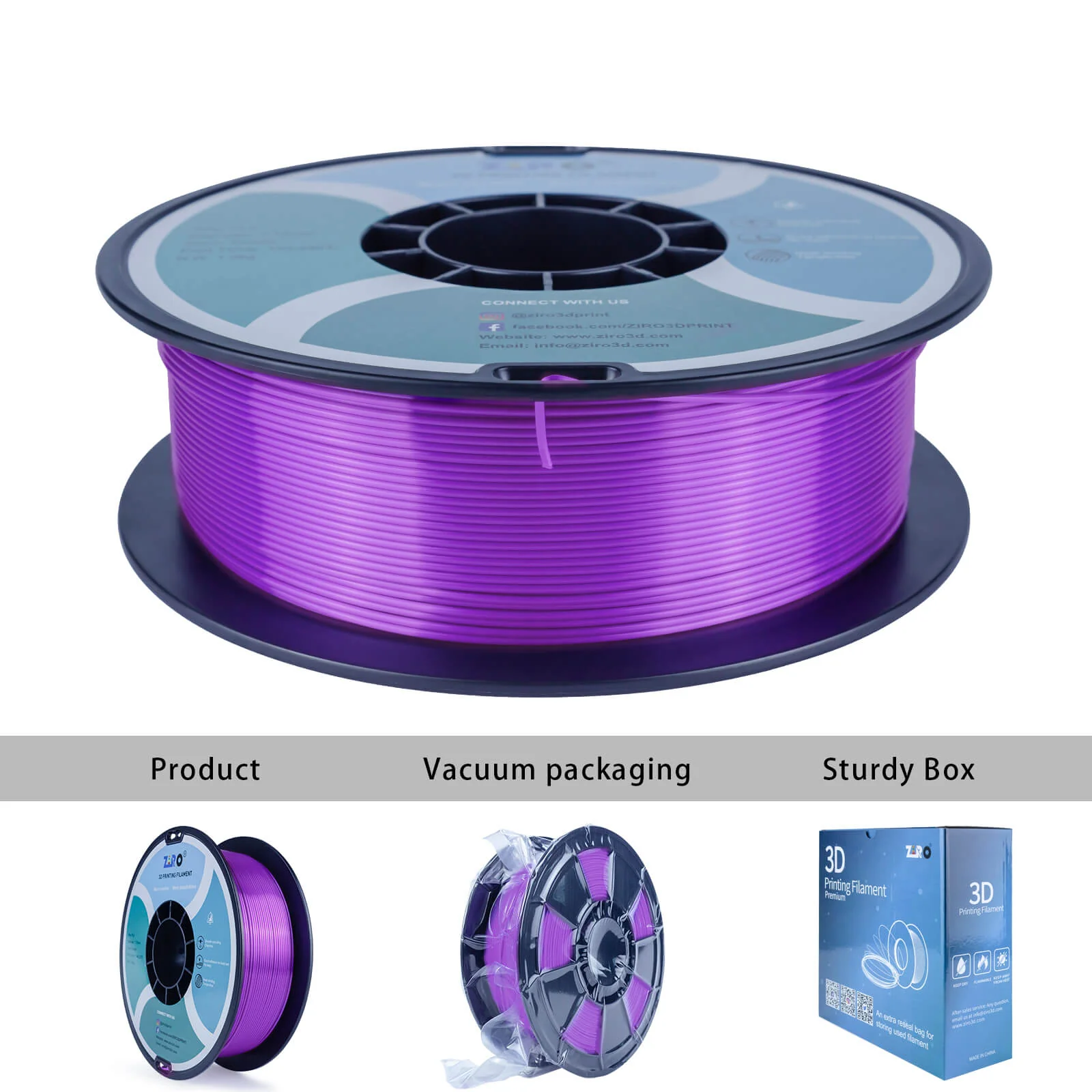 ZIRO Silk PLA Filament 1.75mm, Purple - Image 15