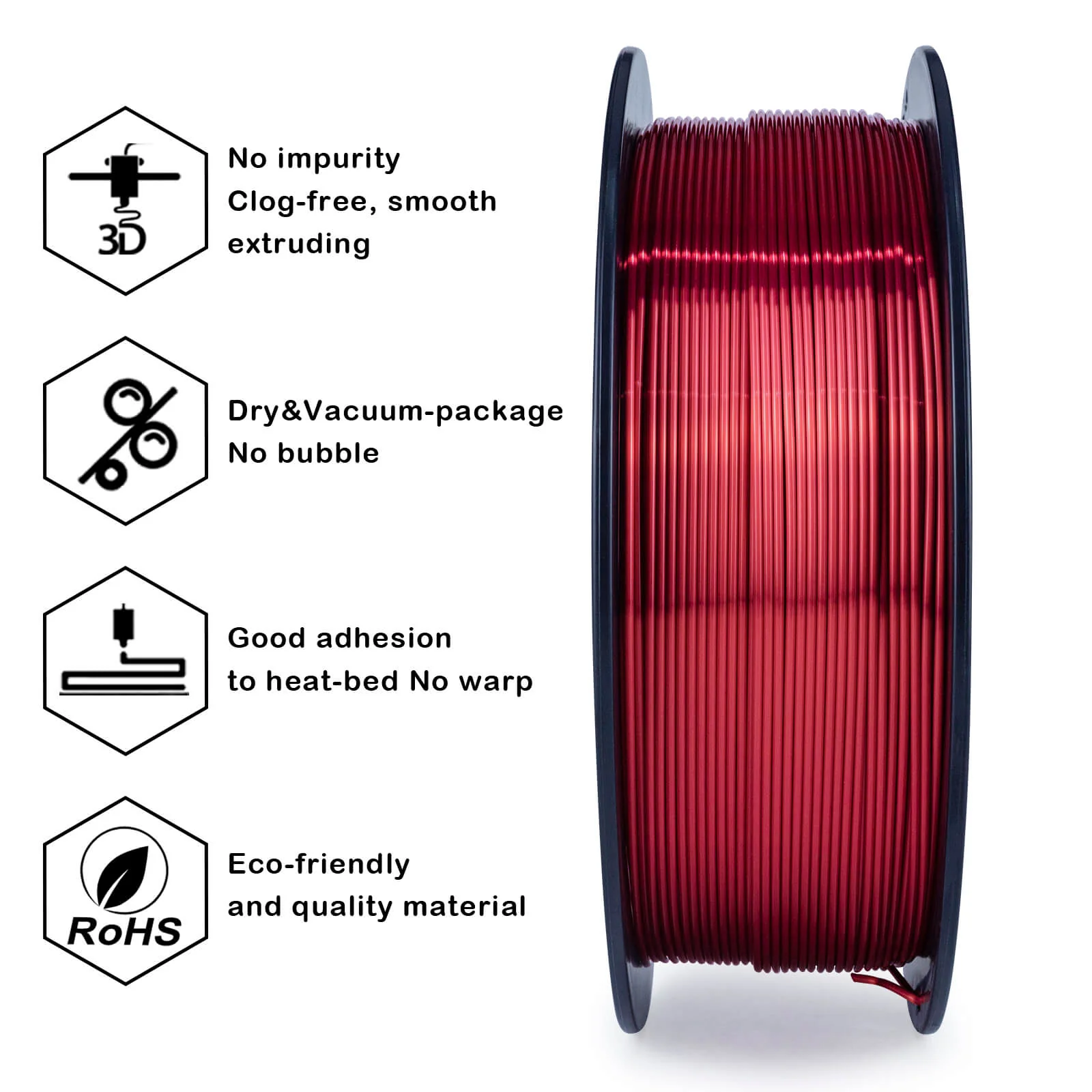 ZIRO Silk PLA Filament 1.75mm, Red - Image 16