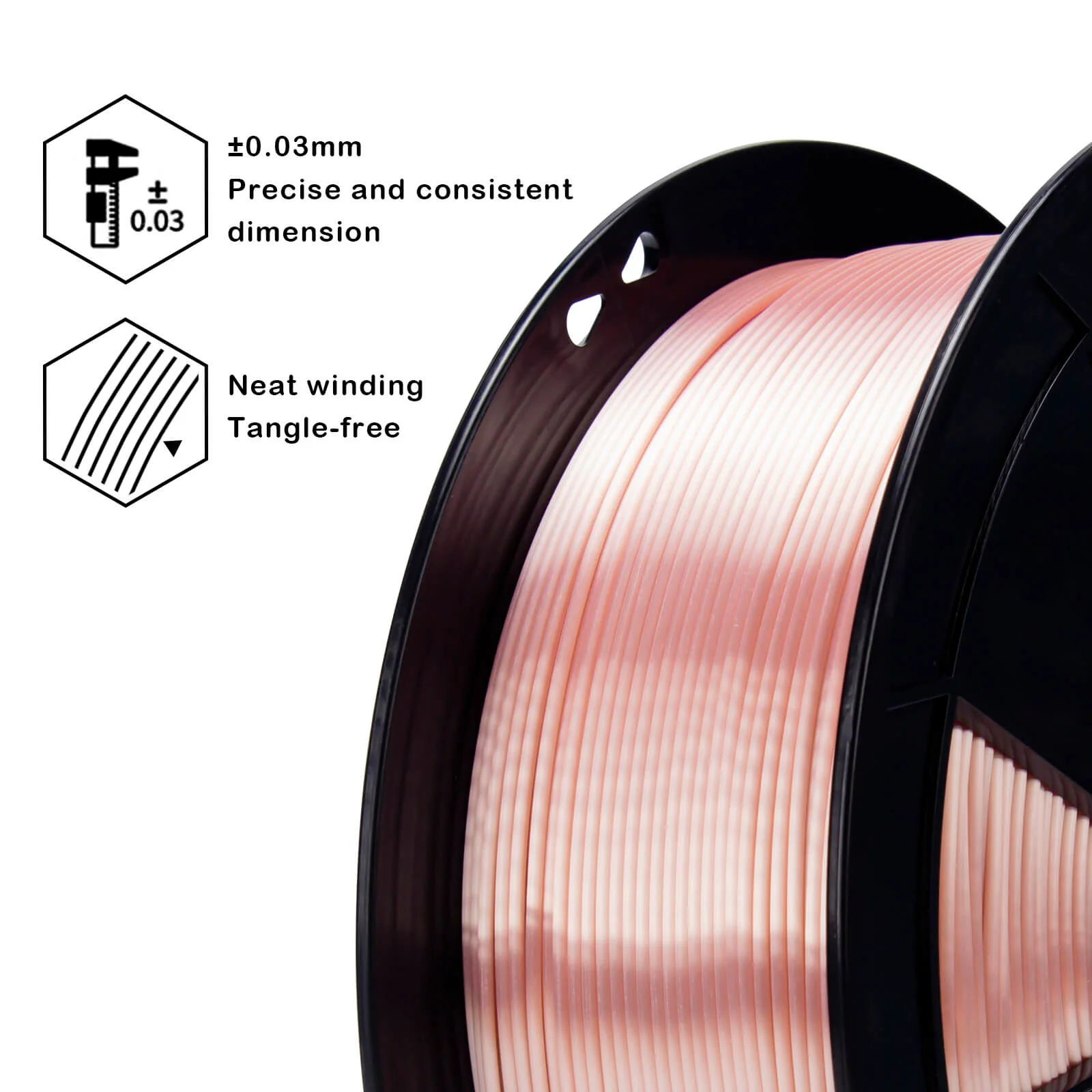 ZIRO Silk PLA Filament 1.75mm, Rose Gold - Image 10