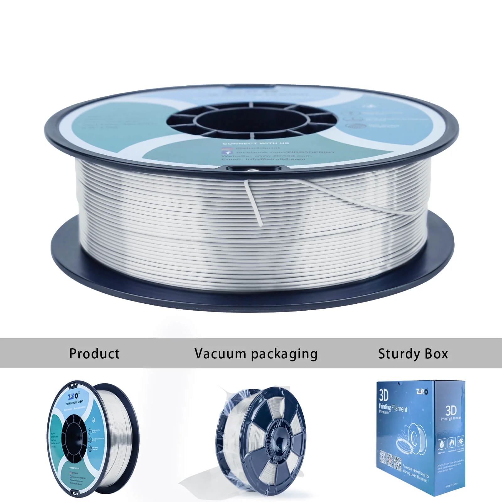 ZIRO Silk PLA Filament 1.75mm, Silver - Image 10