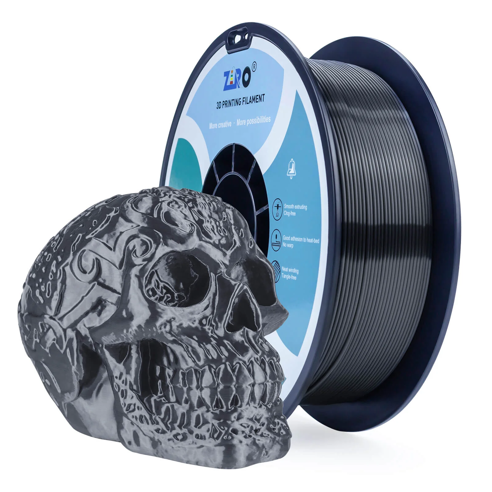 ZIRO Silk PLA Filament 1.75mm, Silver Black - Image 4