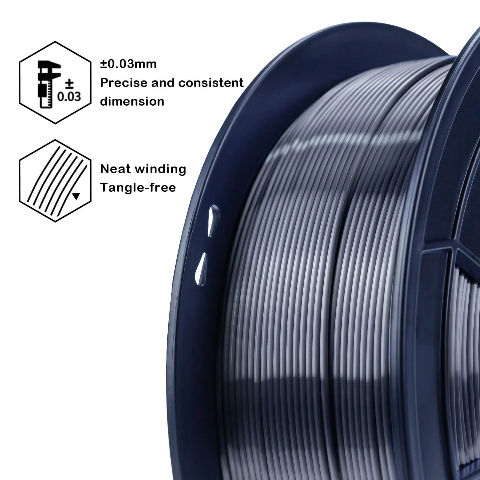 ZIRO Silk PLA Filament 1.75mm, Silver Black - Image 7