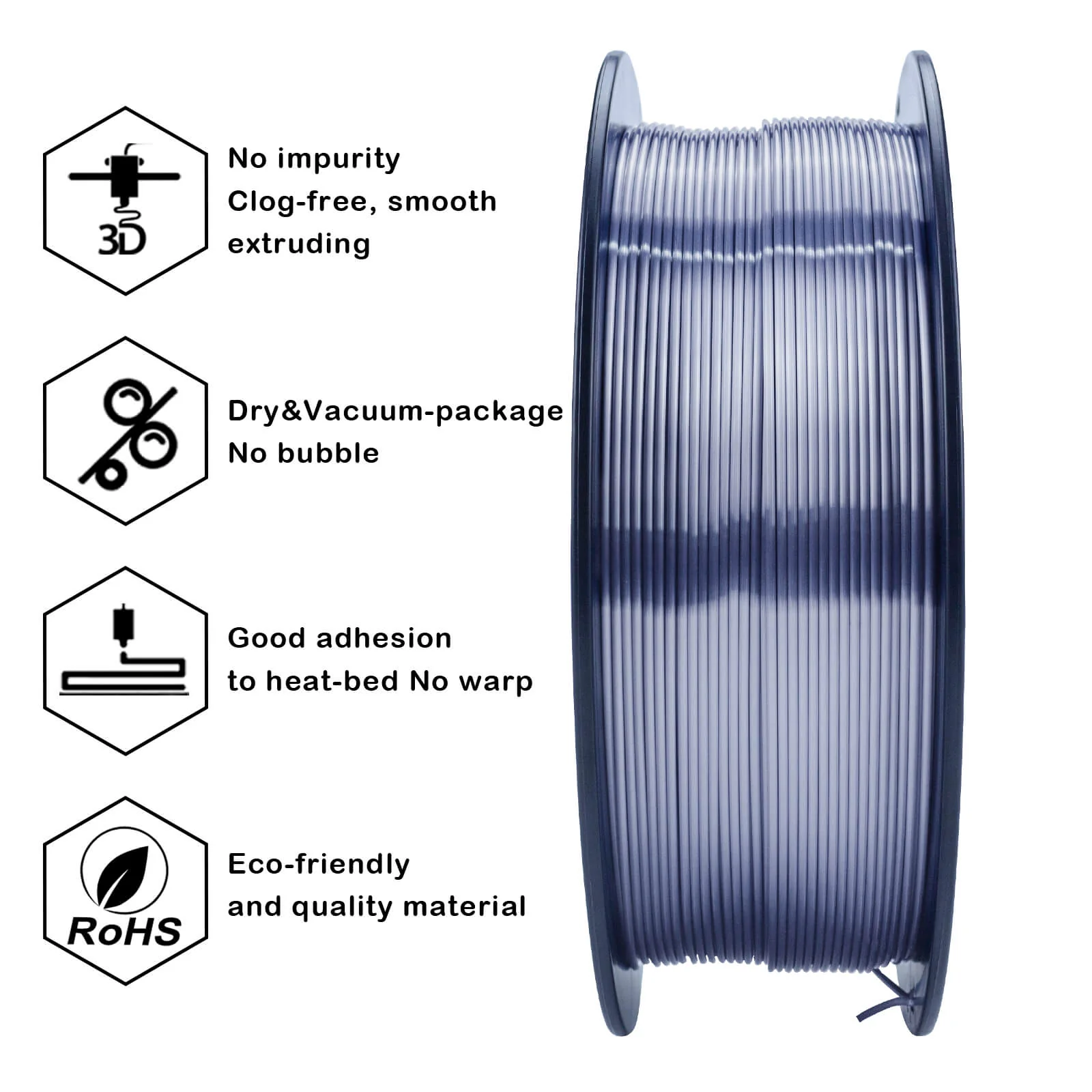 ZIRO Silk PLA Filament 1.75mm, Silver Gray - Image 4