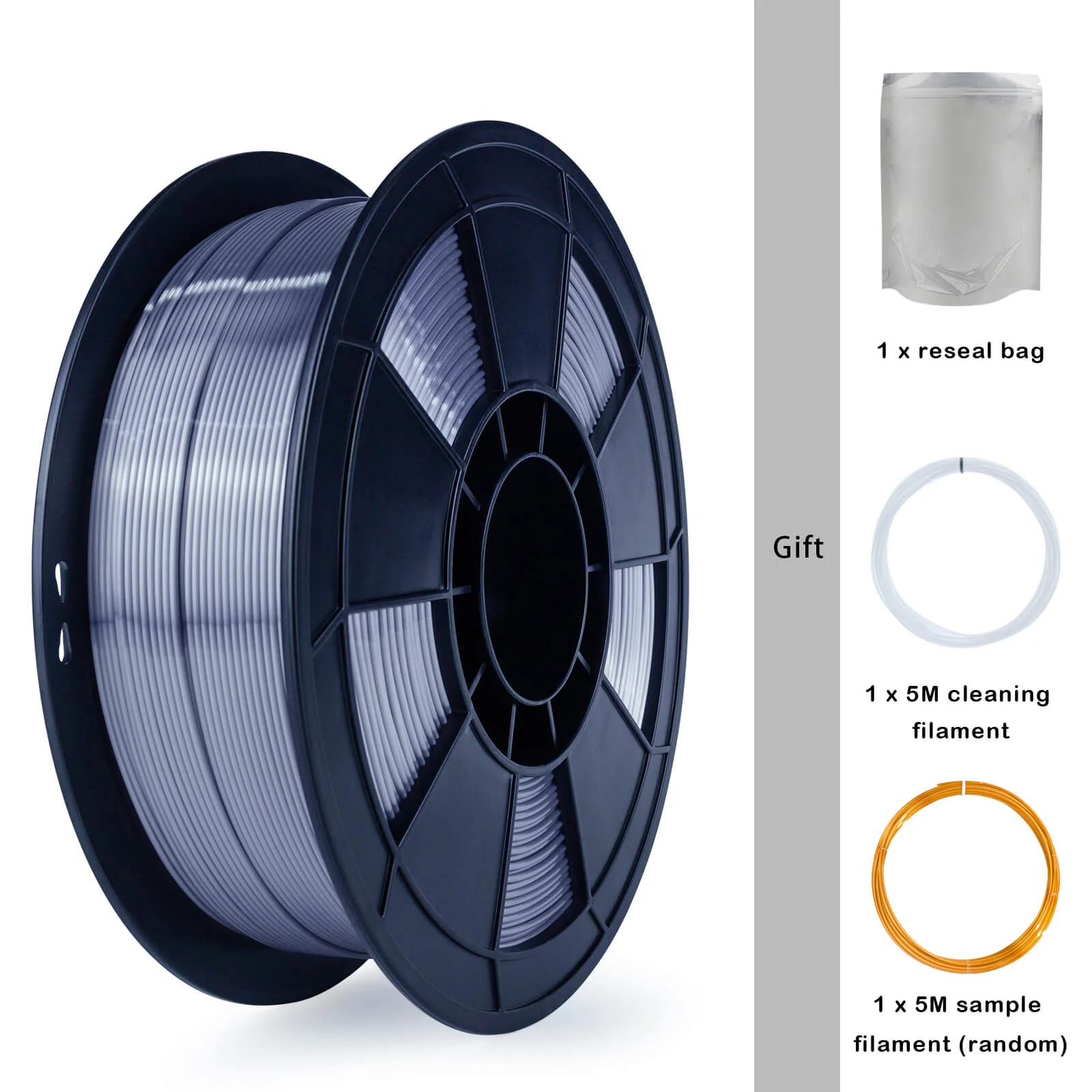 ZIRO Silk PLA Filament 1.75mm, Silver Gray - Image 5