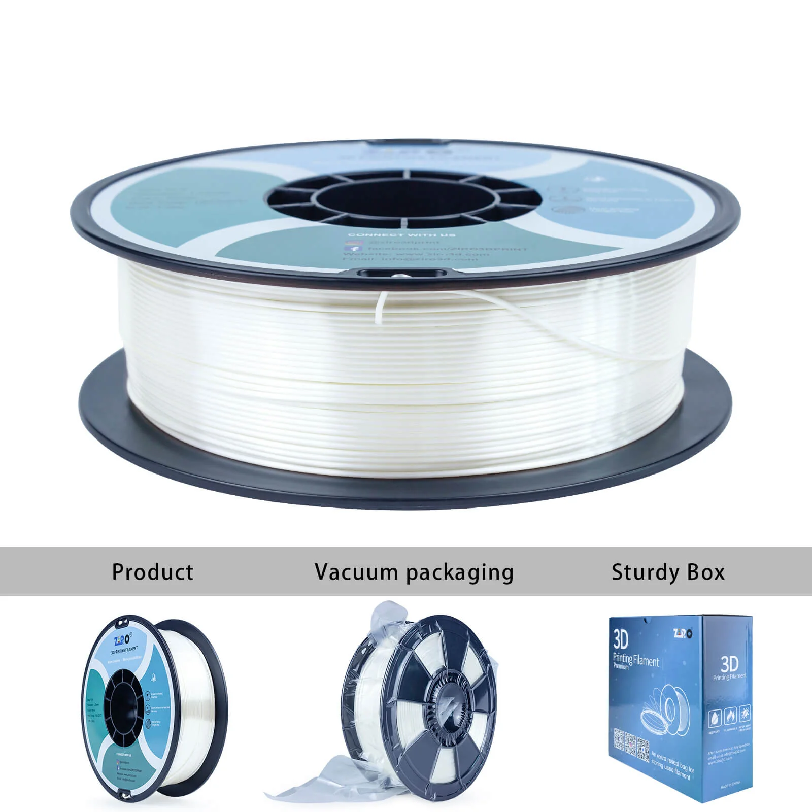 ZIRO Silk PLA Filament 1.75mm, White - Image 14