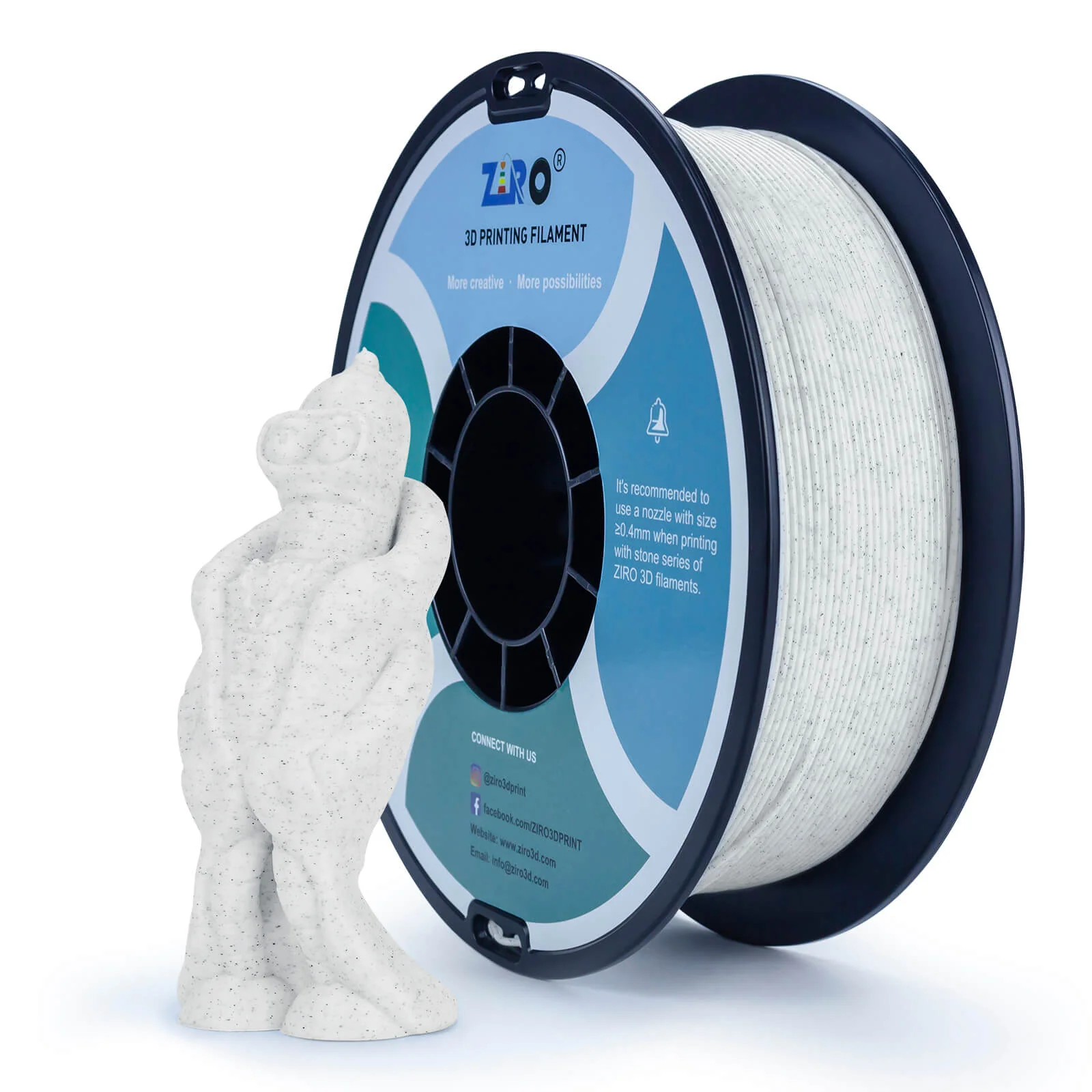ZIRO Stone PLA Filament 1.75mm, Marble - Image 3