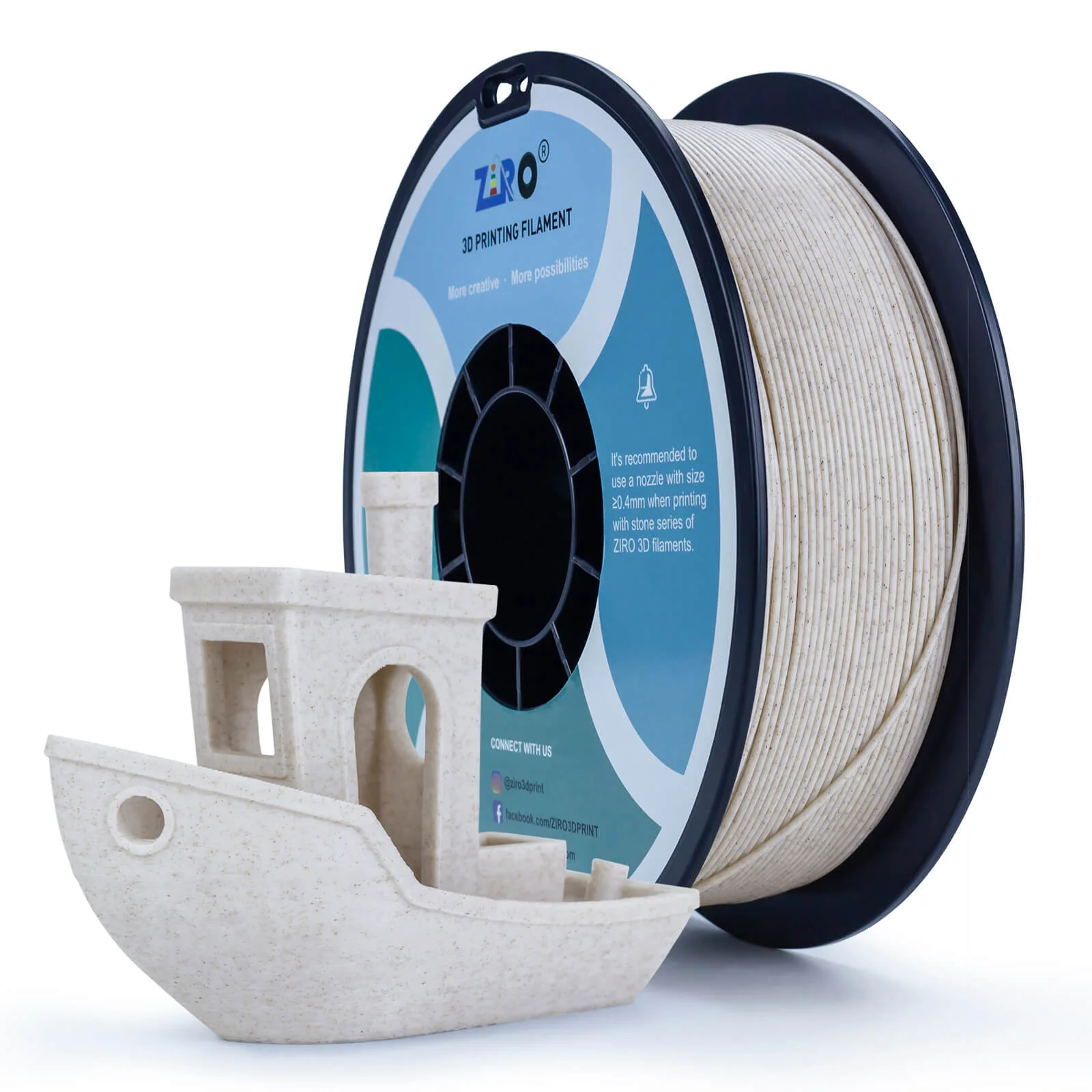 ZIRO Stone PLA Filament 1.75mm, Straw - Image 10