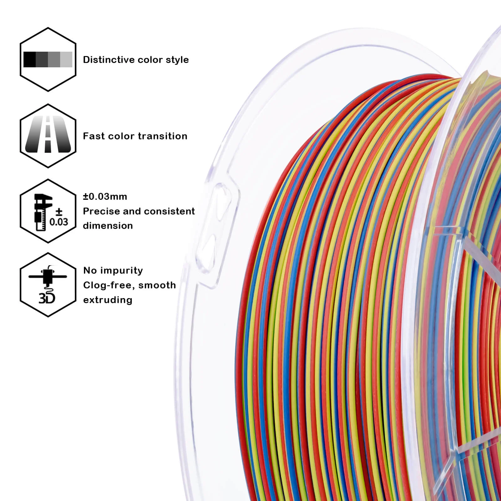 ZIRO Stripes Matte PLA Fast Color Change Filament 1.75mm 1kg/2.2lb Spool , Carnival Stripes - Image 7