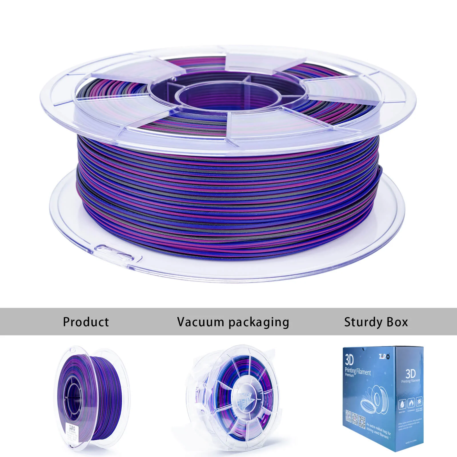 ZIRO Stripes Matte PLA Fast Color Change Filament 1.75mm 1kg/2.2lb Spool , Indigo Stripes - Image 9
