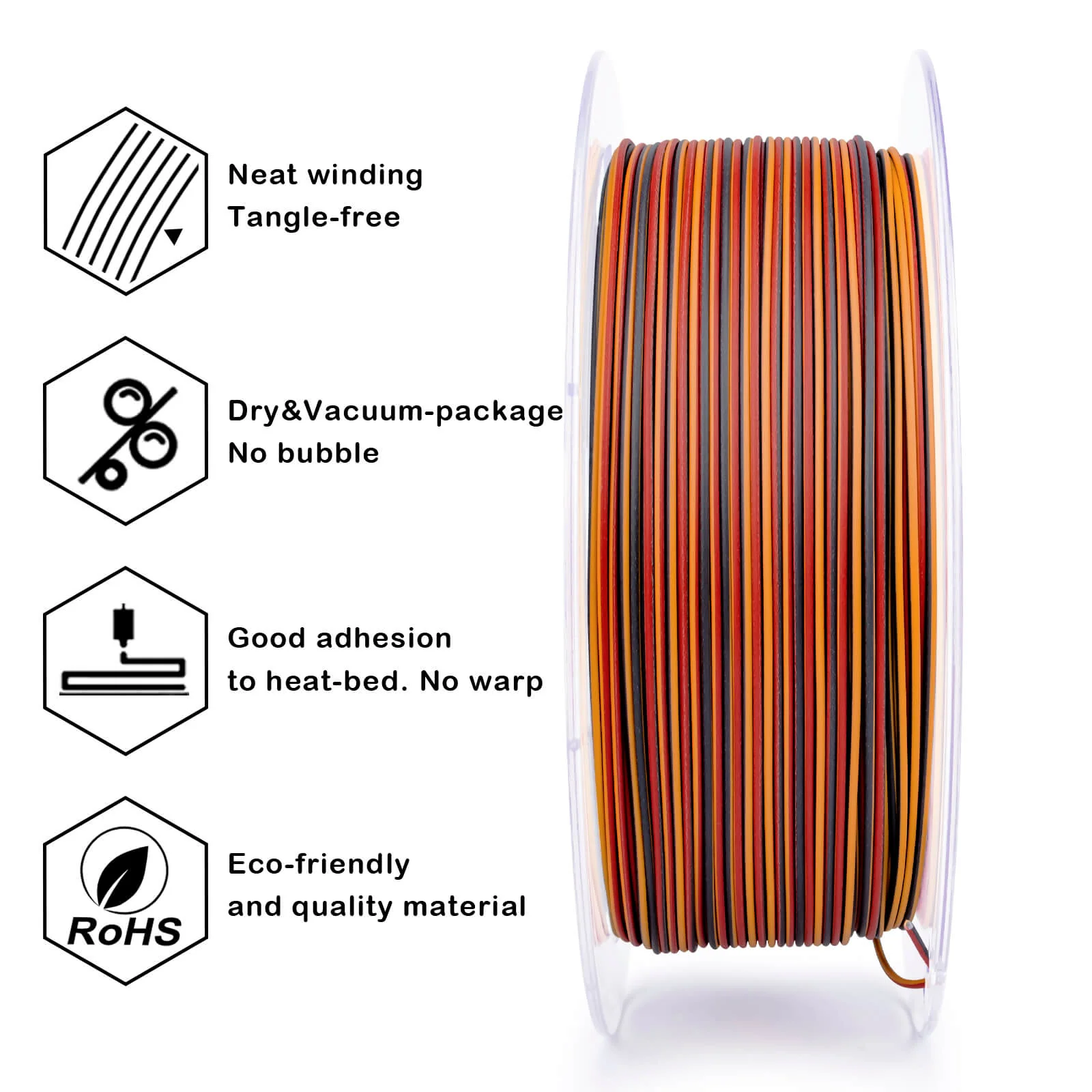 ZIRO Stripes Matte PLA Fast Color Change Filament 1.75mm 1kg/2.2lb Spool , Lava Stripes - Image 5