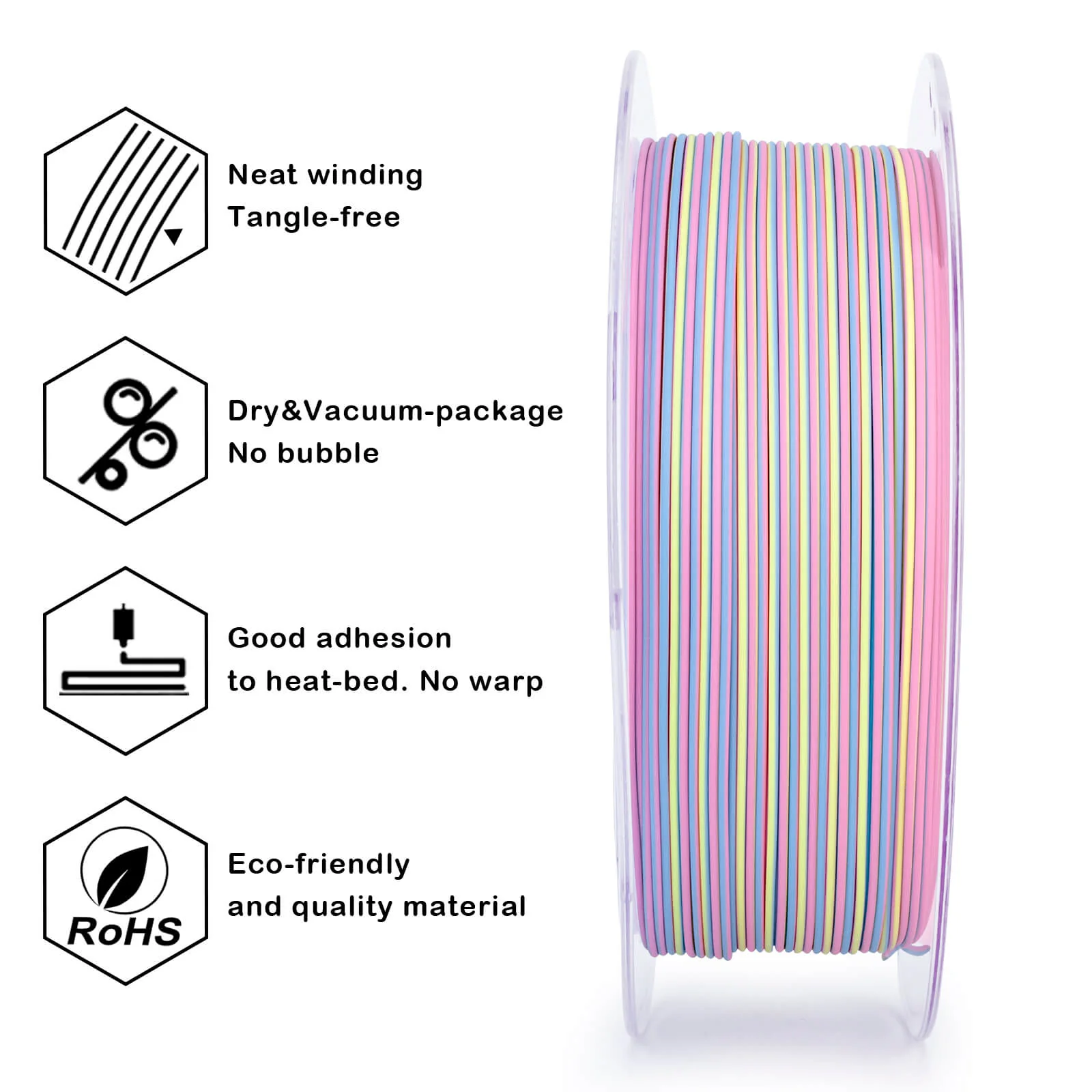 ZIRO Stripes Matte PLA Fast Color Change Filament 1.75mm 1kg/2.2lb Spool , Marshmallow Stripes - Image 12