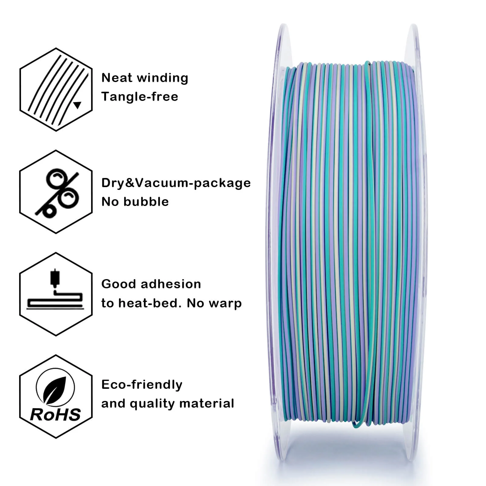 ZIRO Stripes Matte PLA Fast Color Change Filament 1.75mm 1kg/2.2lb Spool , Mermaid Stripes - Image 8