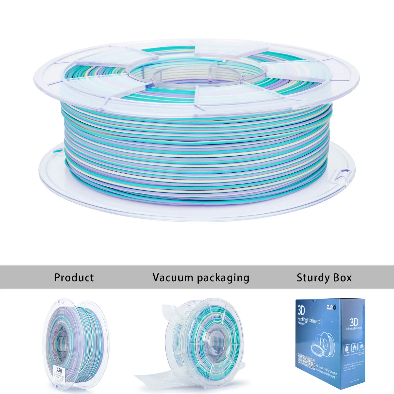 ZIRO Stripes Matte PLA Fast Color Change Filament 1.75mm 1kg/2.2lb Spool , Mermaid Stripes - Image 9