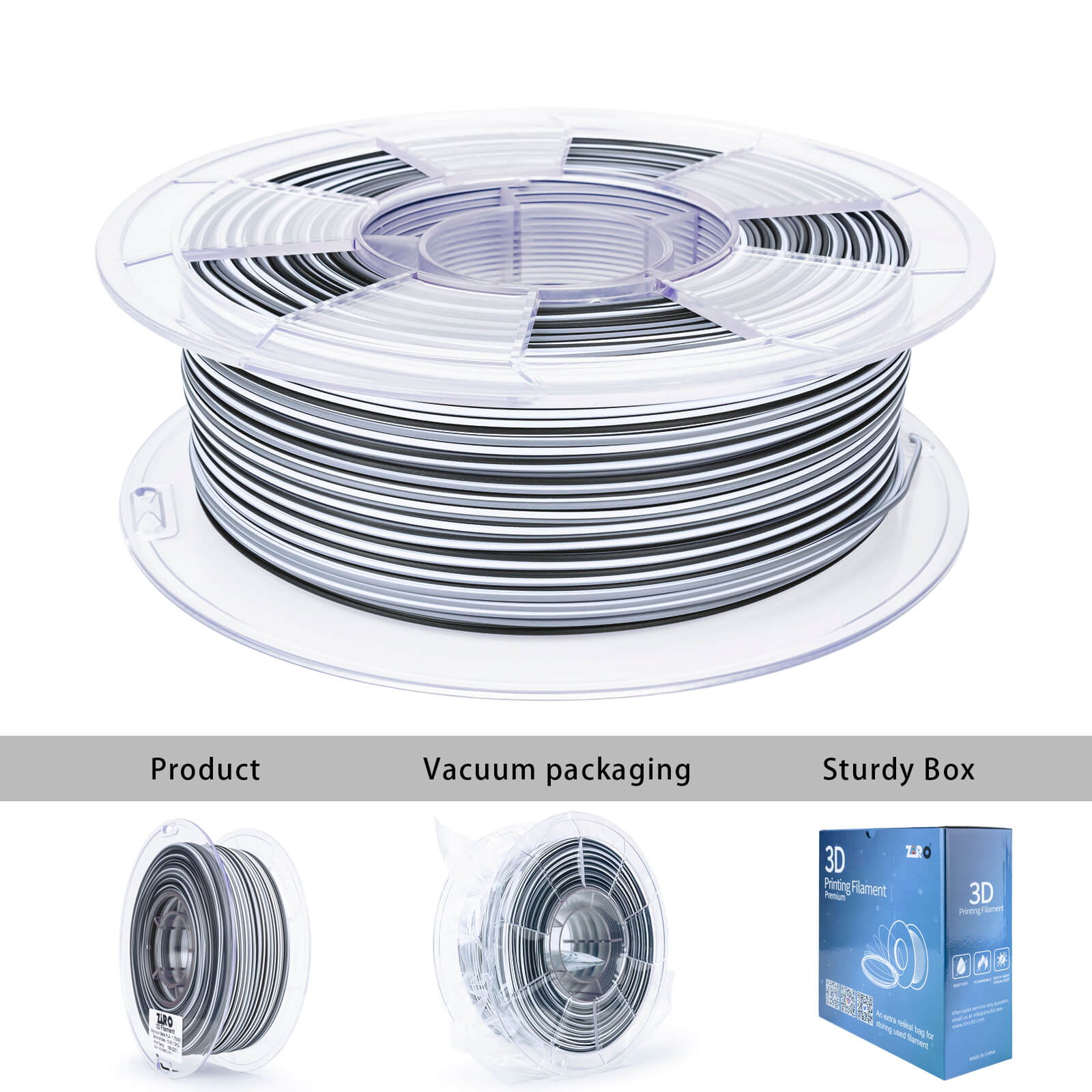 ZIRO Stripes Matte PLA Fast Color Change Filament 1.75mm 1kg/2.2lb Spool , Zebra Stripes - Image 9