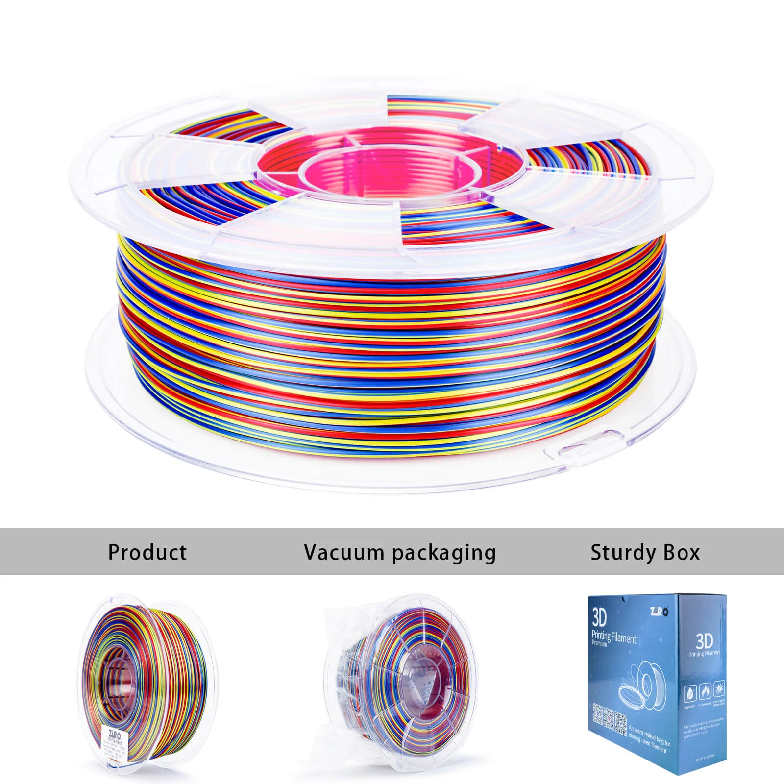 ZIRO Stripes Silk PLA Glossy Multicolors Filament 1.75mm 1kg/2.2lb Spool , Firework Stripes - Image 10