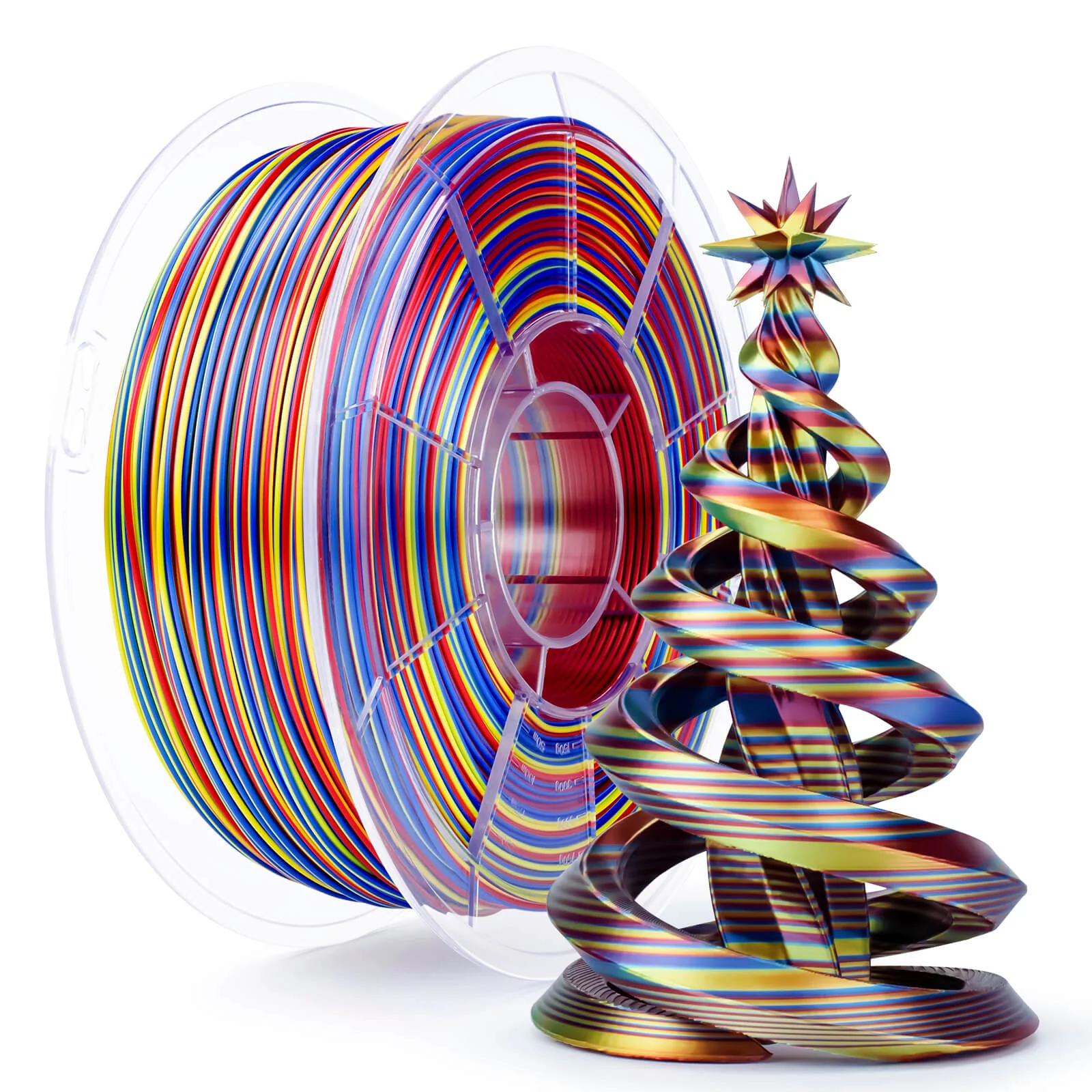 ZIRO Stripes Silk PLA Glossy Multicolors Filament 1.75mm 1kg/2.2lb Spool , Firework Stripes - Image 3