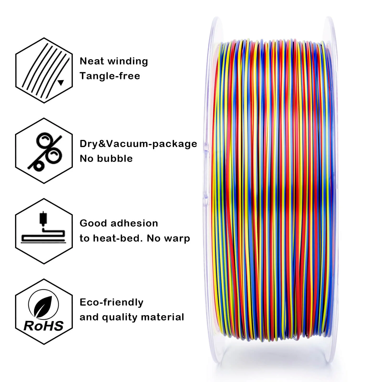 ZIRO Stripes Silk PLA Glossy Multicolors Filament 1.75mm 1kg/2.2lb Spool , Firework Stripes - Image 9