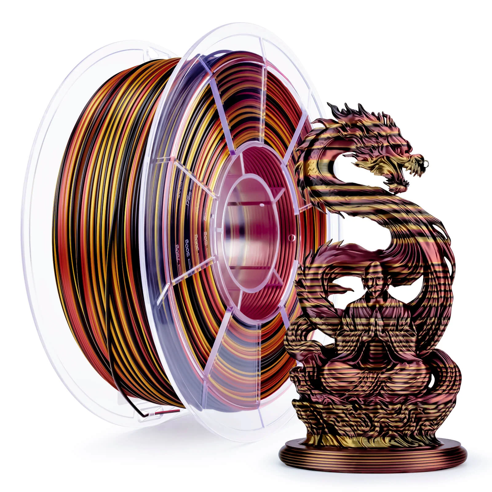 ZIRO Stripes Silk PLA Glossy Multicolors Filament 1.75mm 1kg/2.2lb Spool , Gilded Stripes - Image 3