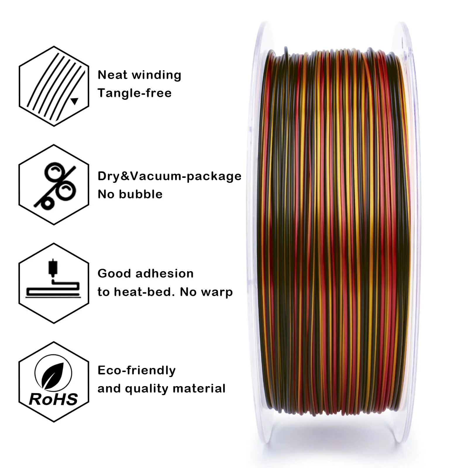 ZIRO Stripes Silk PLA Glossy Multicolors Filament 1.75mm 1kg/2.2lb Spool , Gilded Stripes - Image 8
