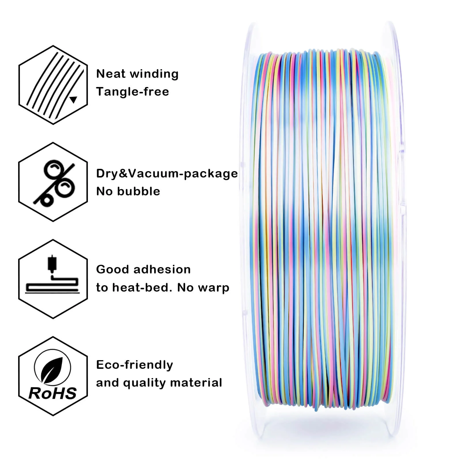 ZIRO Stripes Silk PLA Glossy Multicolors Filament 1.75mm 1kg/2.2lb Spool , Hologram Stripes - Image 8