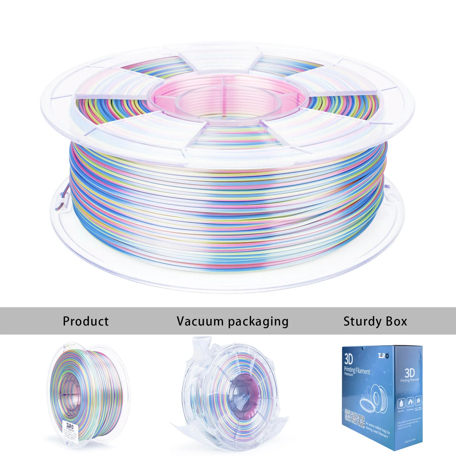 ZIRO Stripes Silk PLA Glossy Multicolors Filament 1.75mm 1kg/2.2lb Spool , Hologram Stripes - Image 9