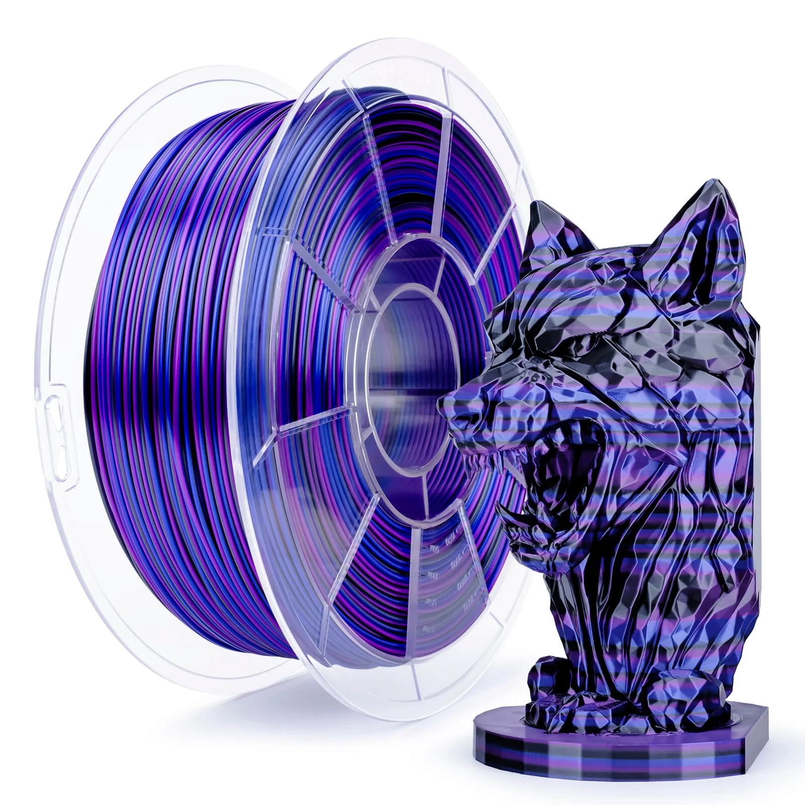 ZIRO Stripes Silk PLA Glossy Multicolors Filament 1.75mm 1kg/2.2lb Spool , Nocturne Stripes - Image 3
