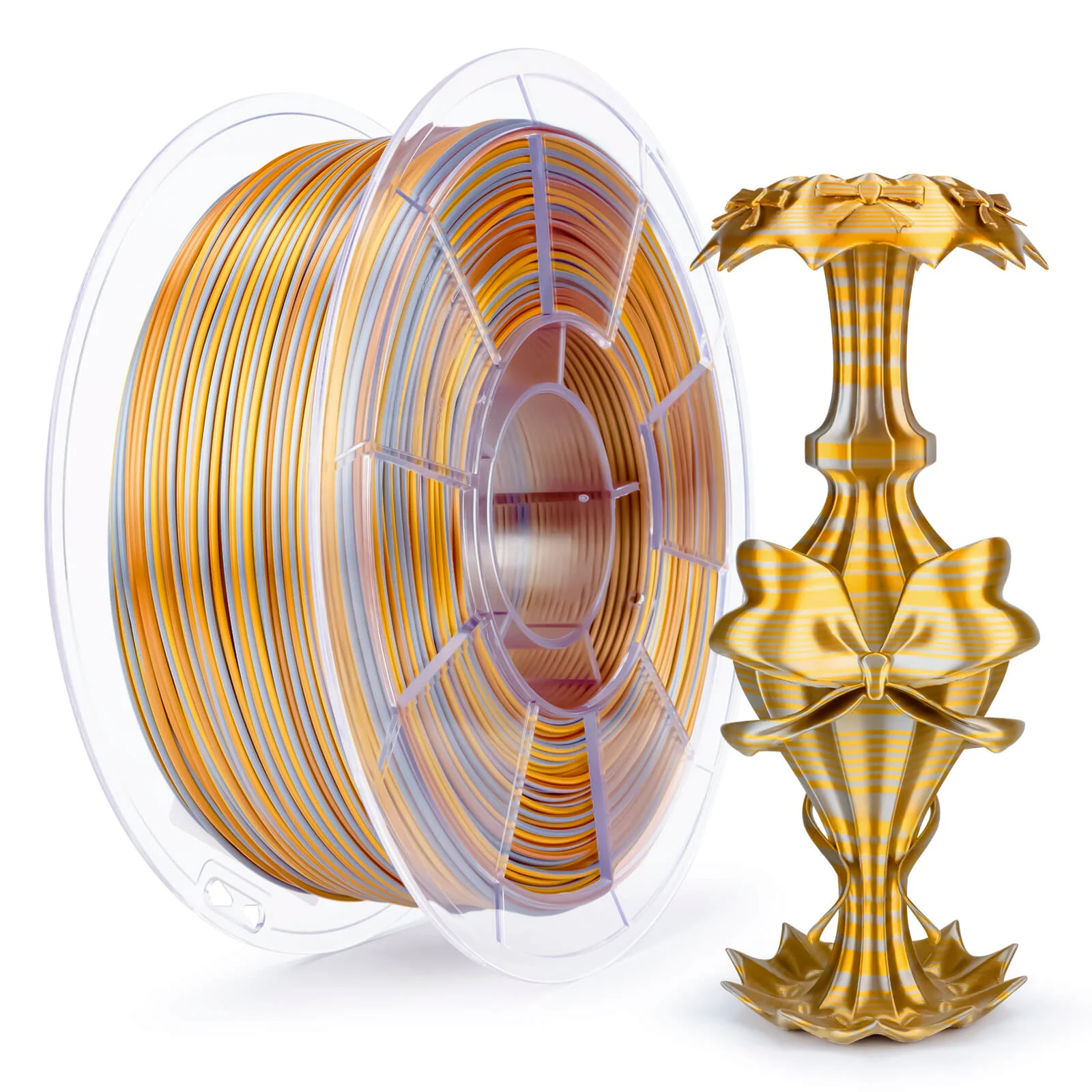 ZIRO Stripes Silk PLA Glossy Multicolors Filament 1.75mm 1kg/2.2lb Spool , Sunlight Stripes - Image 3