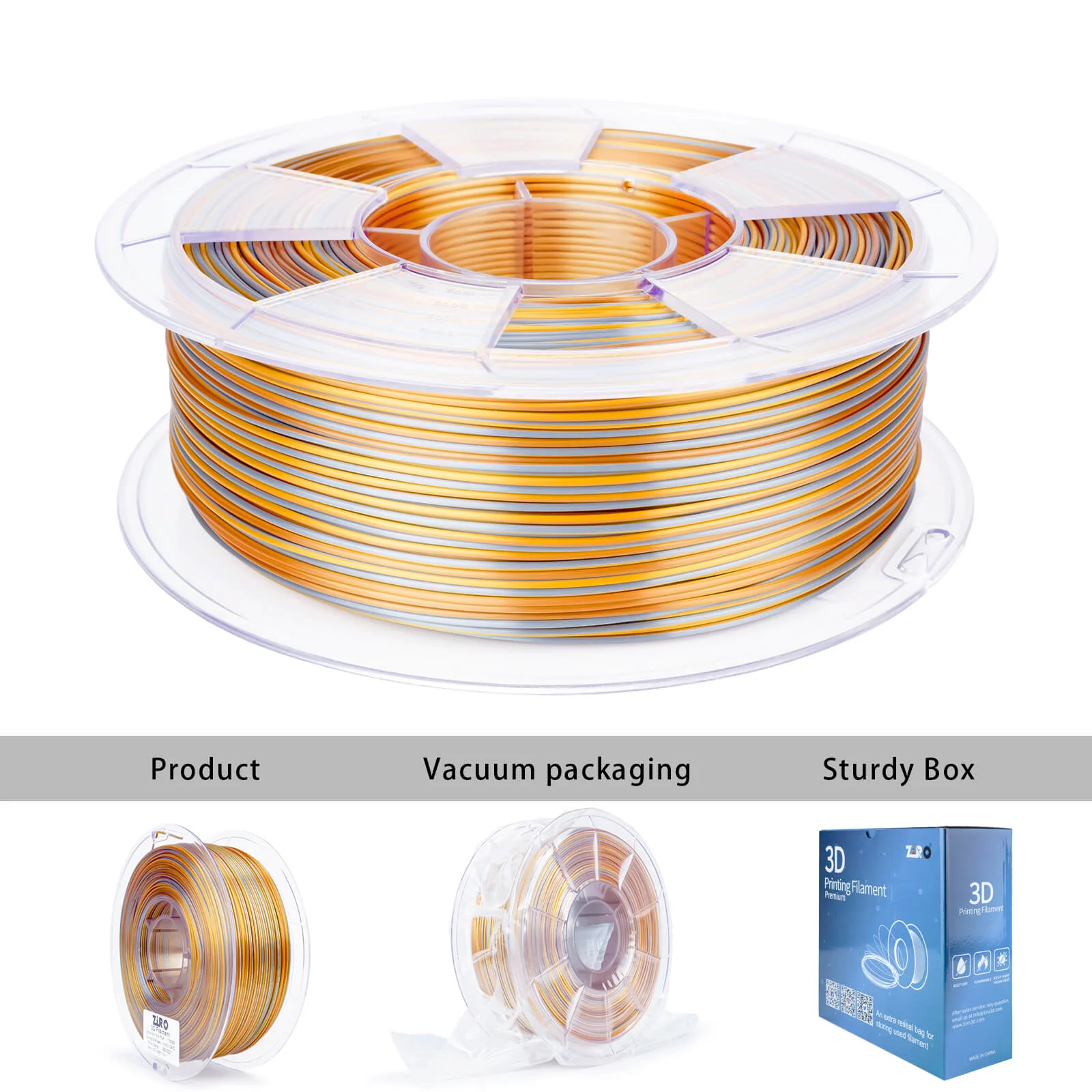 ZIRO Stripes Silk PLA Glossy Multicolors Filament 1.75mm 1kg/2.2lb Spool , Sunlight Stripes - Image 9