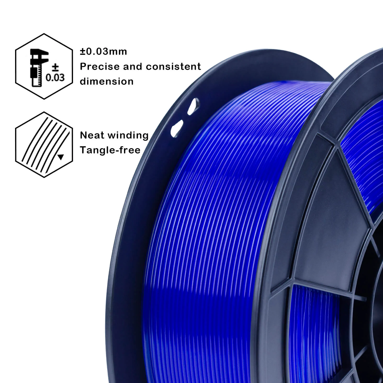 ZIRO Translucent PLA Filament 1.75mm, Translucent Blue - Image 5