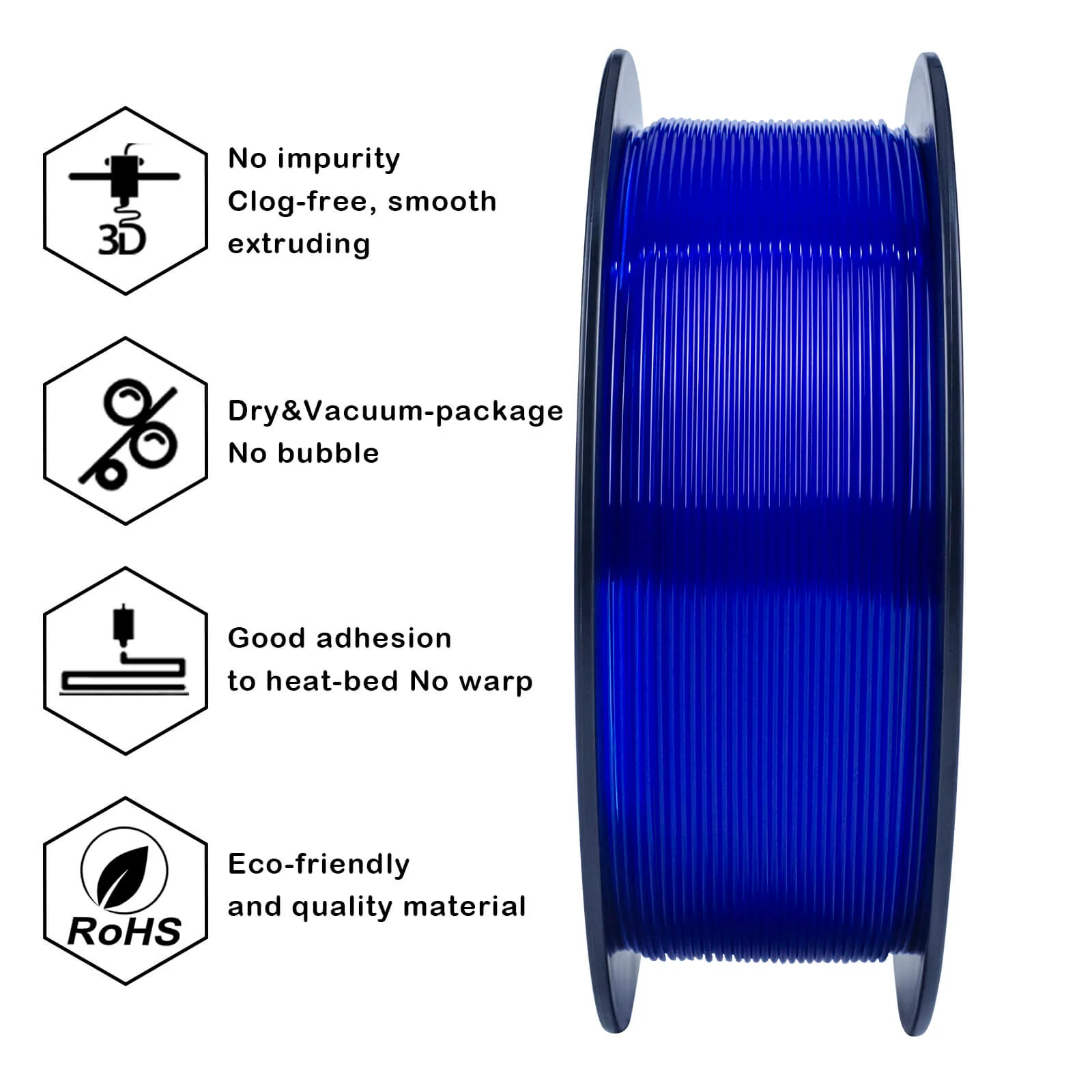 ZIRO Translucent PLA Filament 1.75mm, Translucent Blue - Image 6