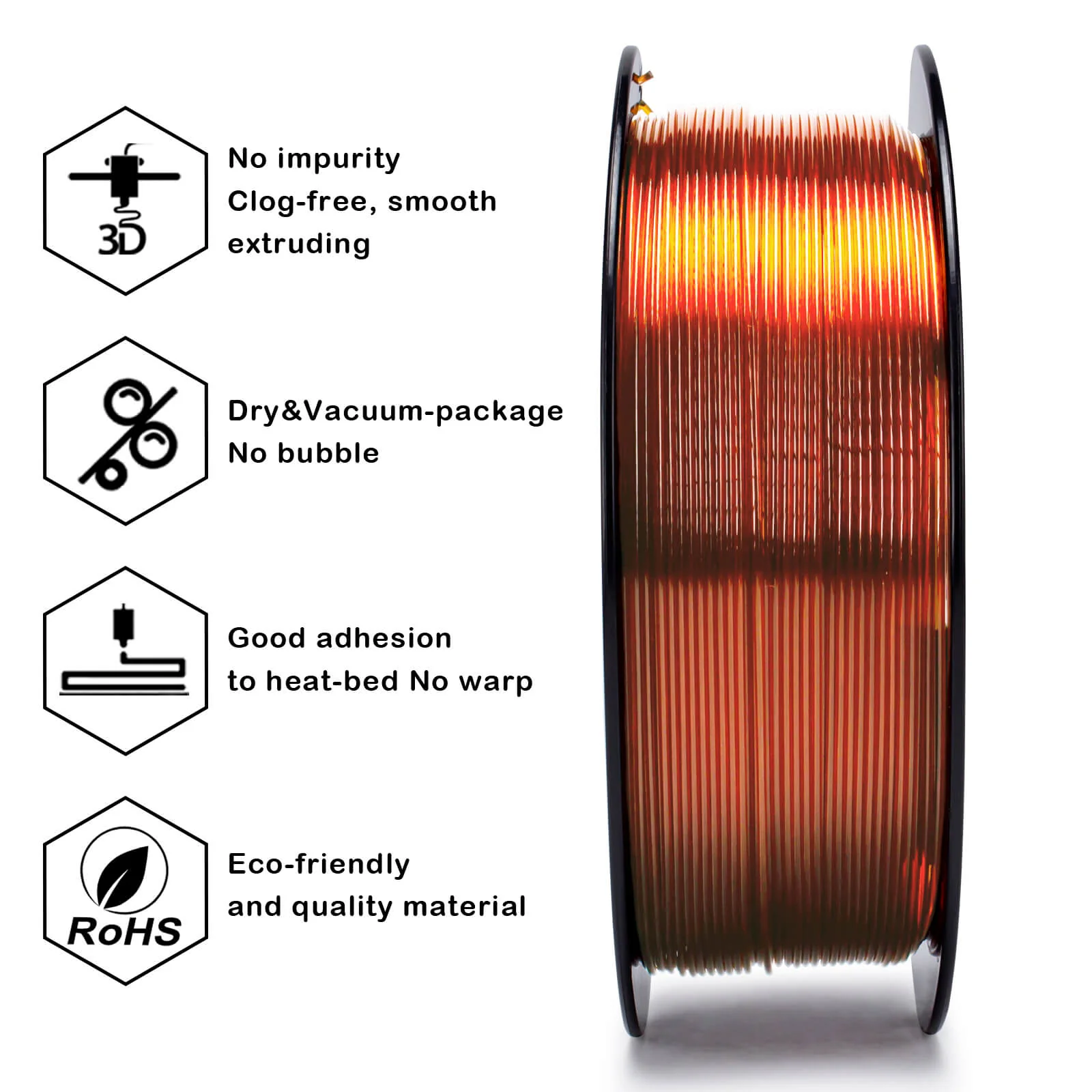 ZIRO Translucent PLA Filament 1.75mm, Translucent Caramel - Image 8